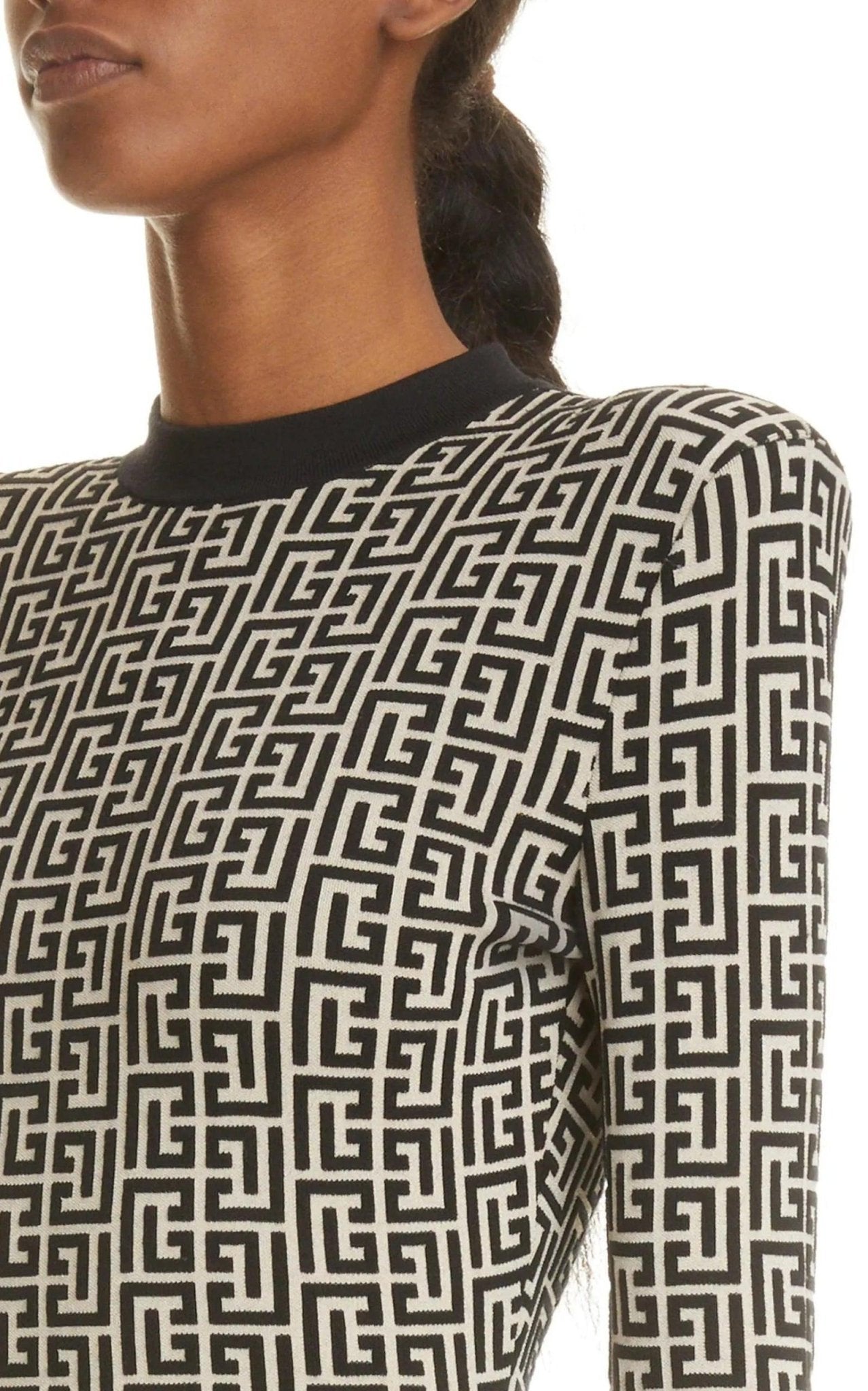 Balmain Monogram Jacquard Wool Blend Minidress - Runway Catalog