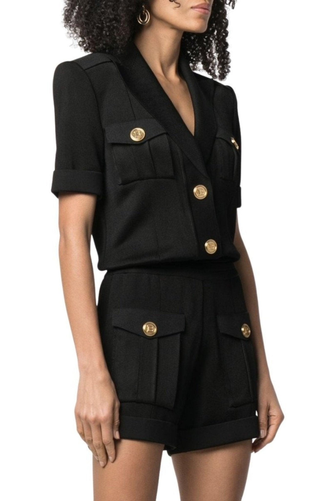 Balmain Peak Lapel Knitted Jumpsuit - Runway Catalog