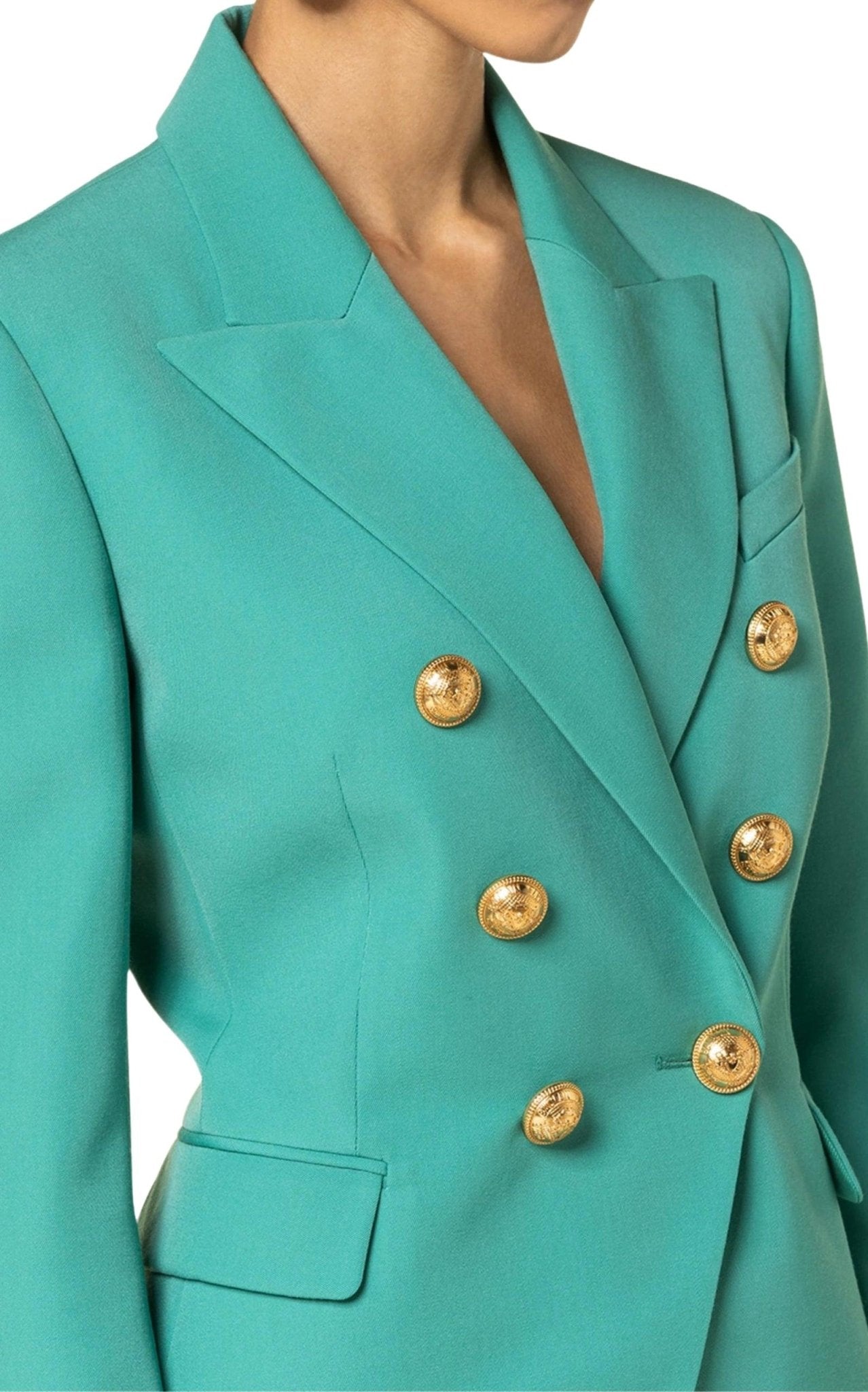 Balmain Peak Lapels Wool Double Breasted Blazer - Runway Catalog