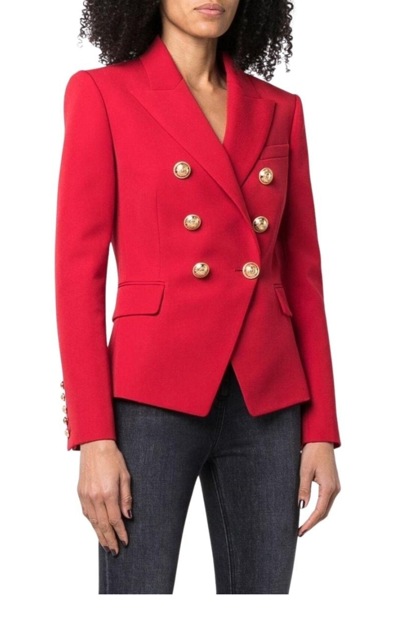 Balmain Red Double Breasted Tailored Wool Blazer - Runway Catalog