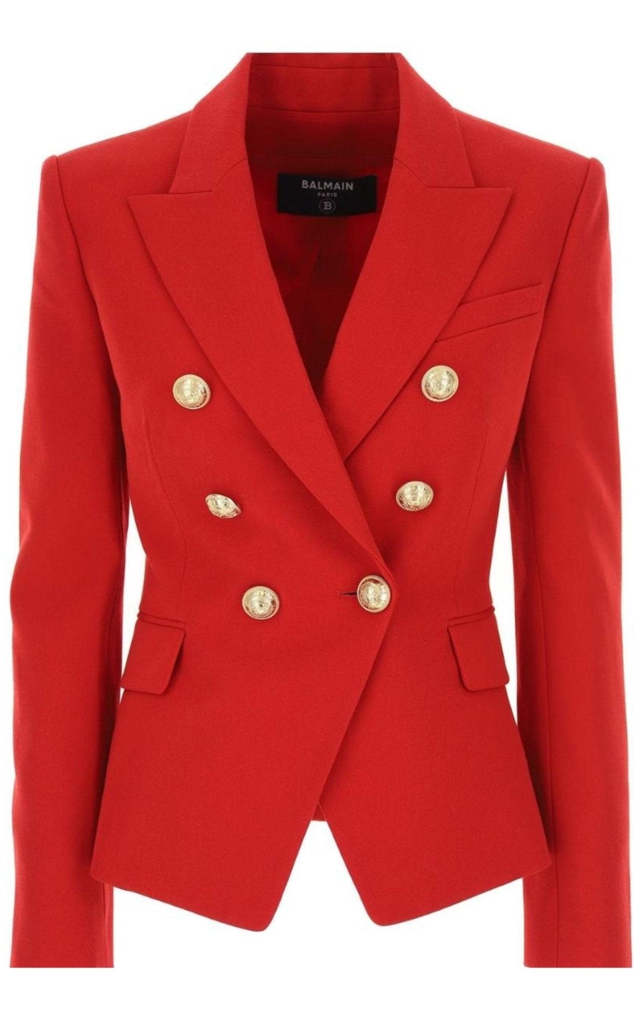 Balmain Red Double Breasted Tailored Wool Blazer - Runway Catalog