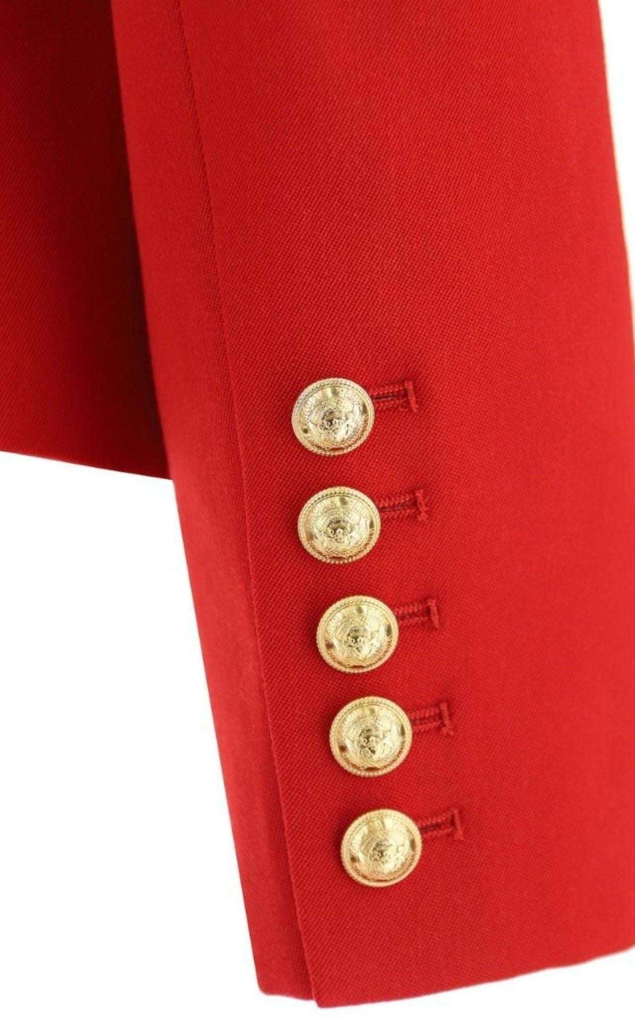 Balmain Red Double Breasted Tailored Wool Blazer - Runway Catalog
