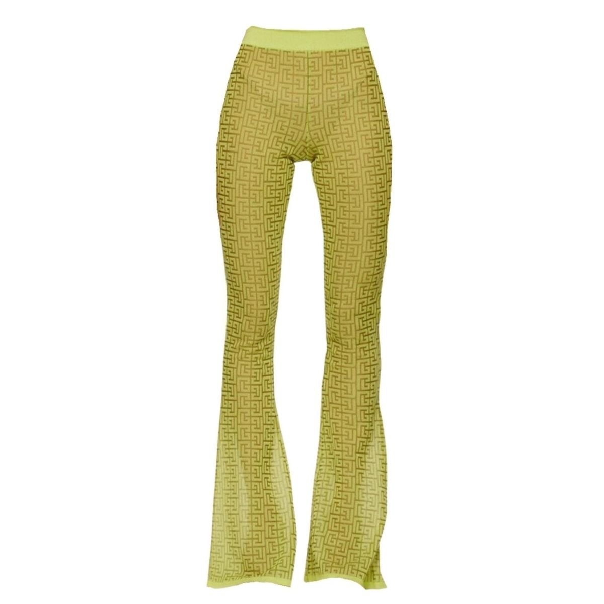 Balmain Semi - sheer Monogram Pattern Flared Pants - Runway Catalog