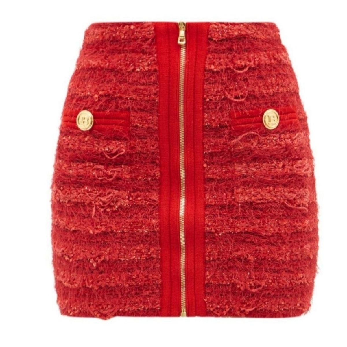 Mini-jupe en tweed zippée Balmain - Catalogue défilé