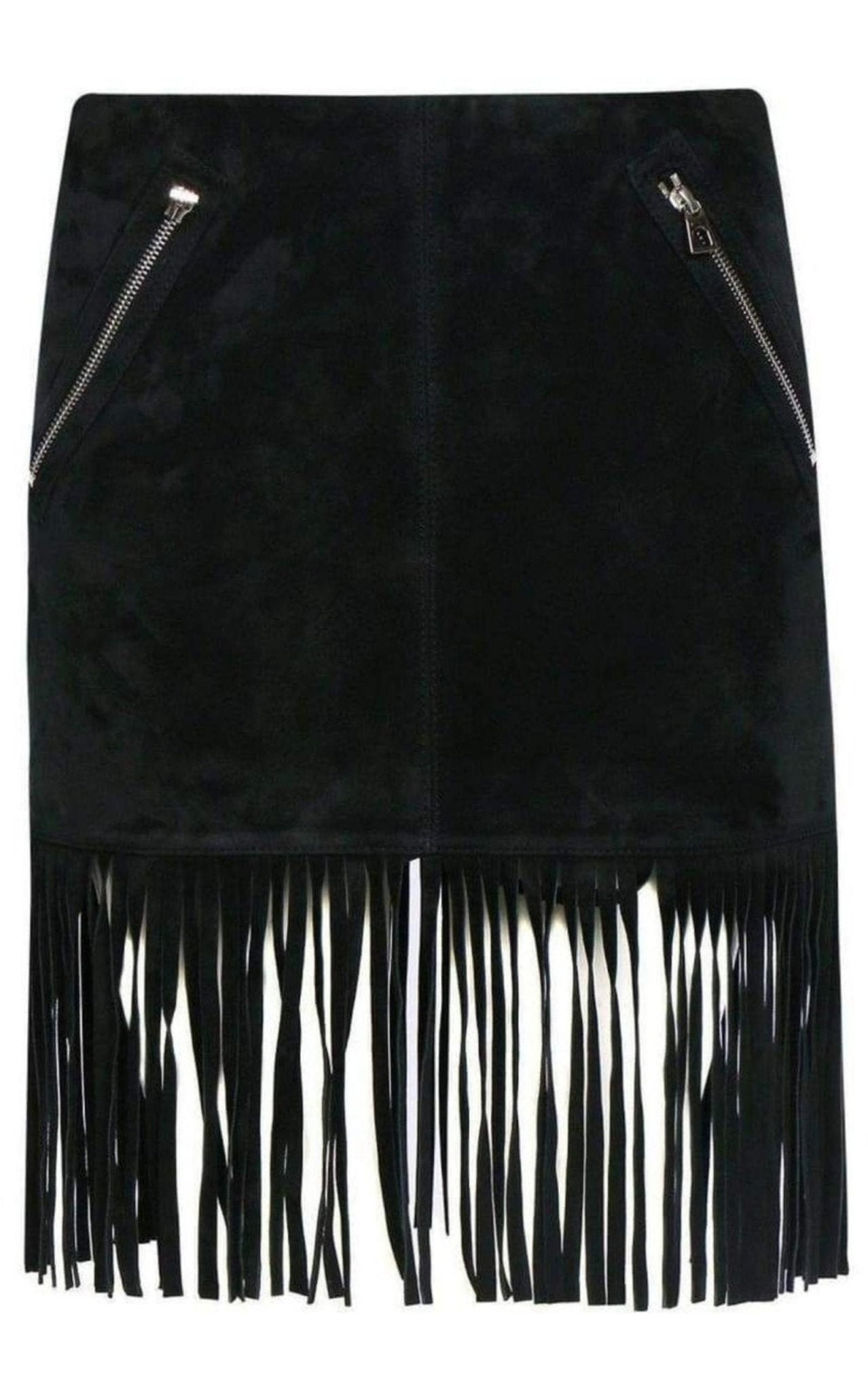 Barbara Bui Black Leather Fringe Skirt - Runway Catalog
