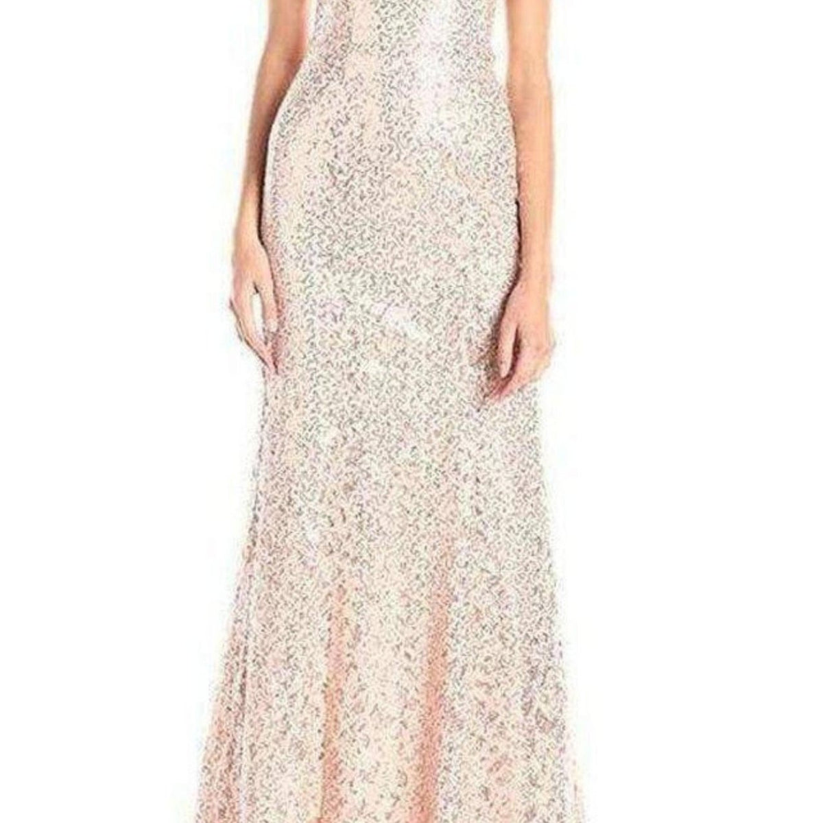 Strapless Chiffon Sequined Cutout Evening Dress