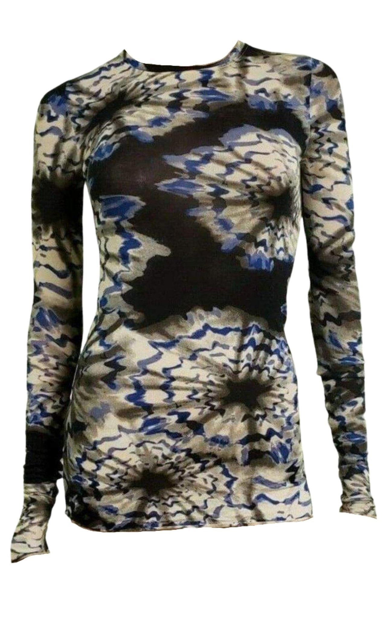 BCBGMAXAZRIA Blue Combo Knit Top - Runway Catalog