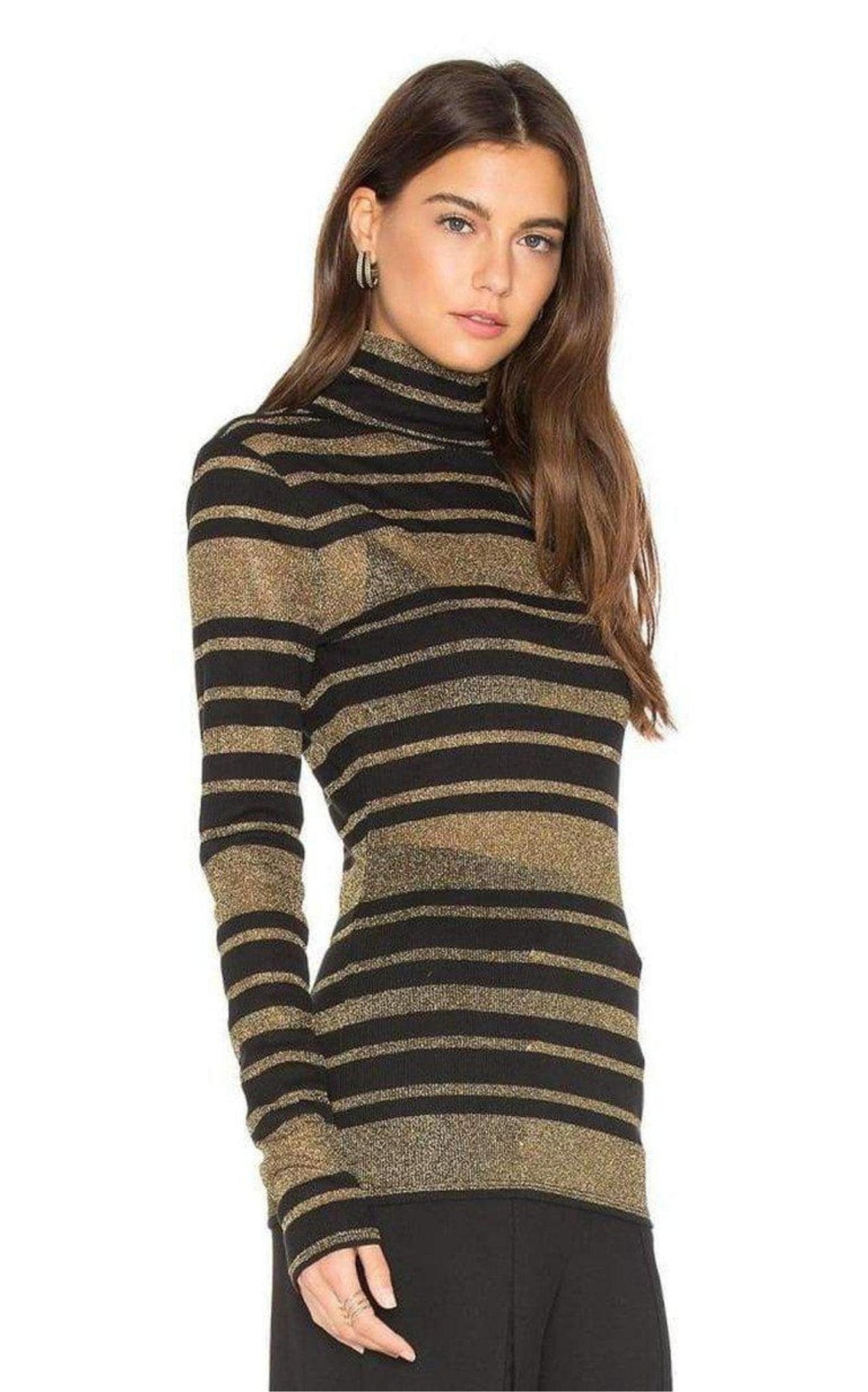 BCBGMAXAZRIA Brinne Black And Gold Combo Tee - Runway Catalog