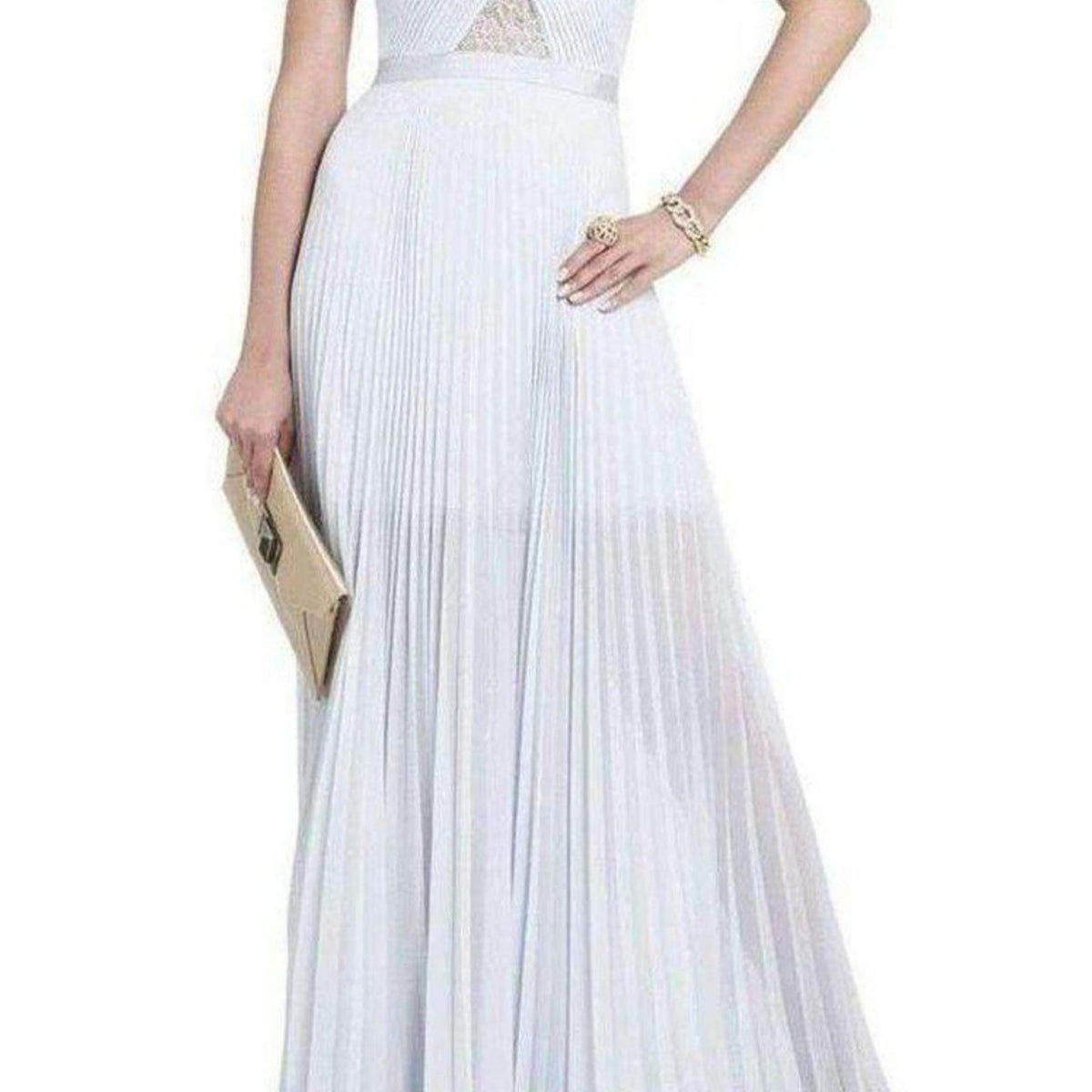 BCBGMAXAZRIA Caia Crystal Blue Chiffon Pleated Dress  Runway Catalog