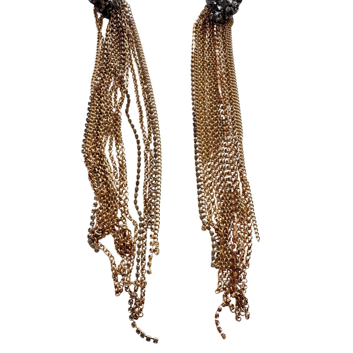 BCBGMAXAZRIA embellished chain fringe statement necklace