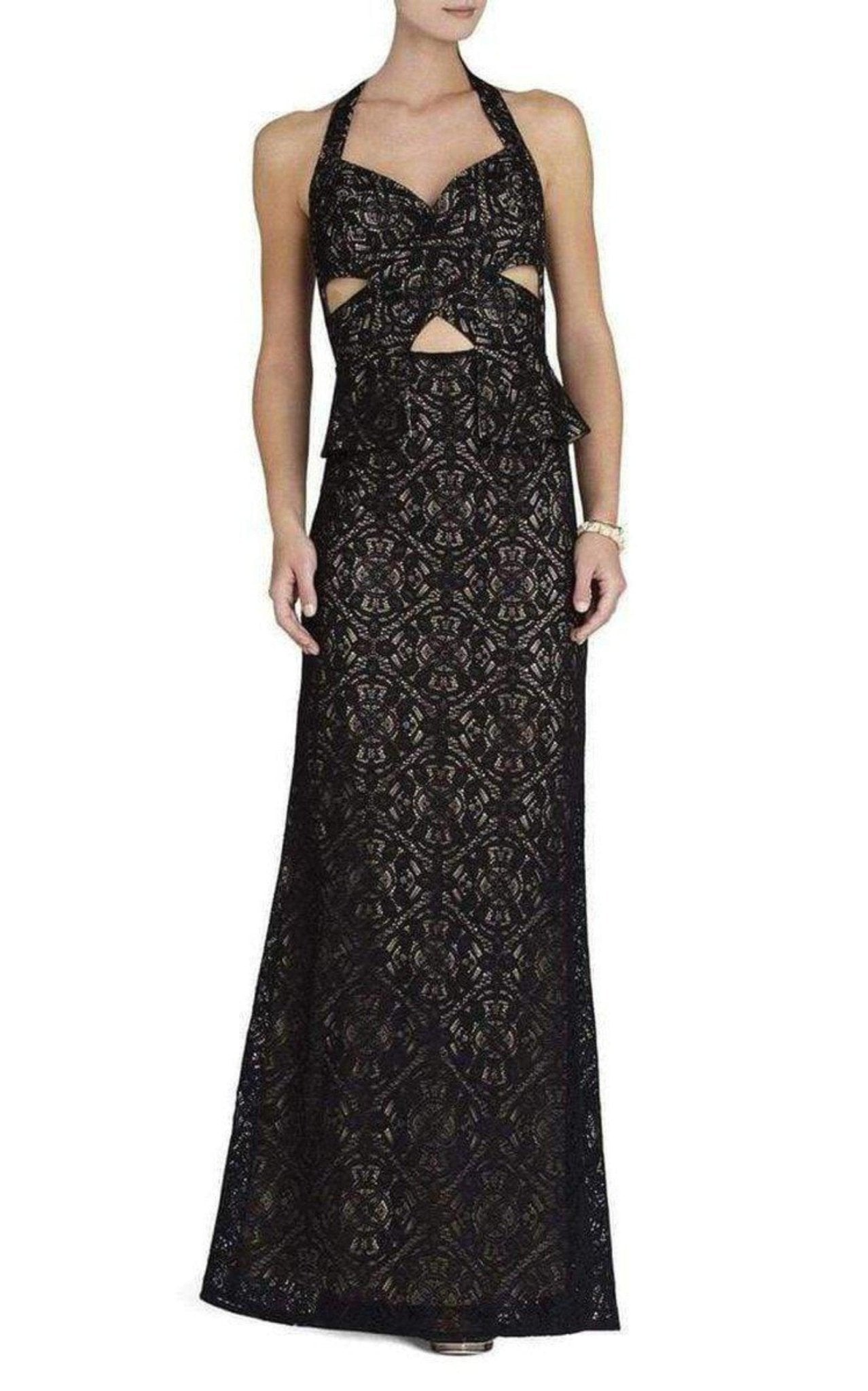 BCBGMAXAZRIA Women's Fit & Flare Evening Dress - Criss Cross Halter With Side Slit - View #6