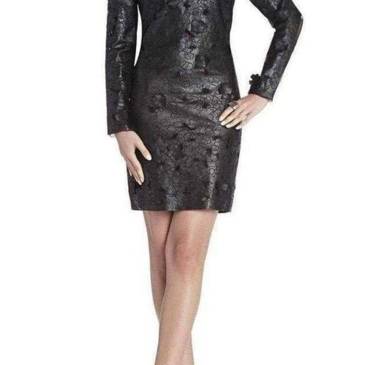 BCBGMAXAZRIA Embroidered Cutout Faux Leather Dress – Runway Catalog