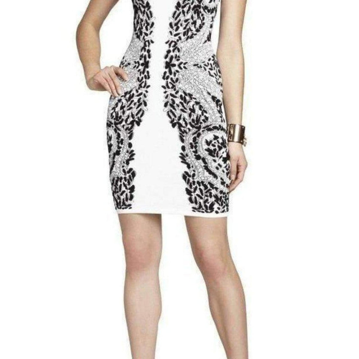 BCBGMAXAZRIA Embroidered-Filigree Diamond Jacquard Dress – Runway Catalog