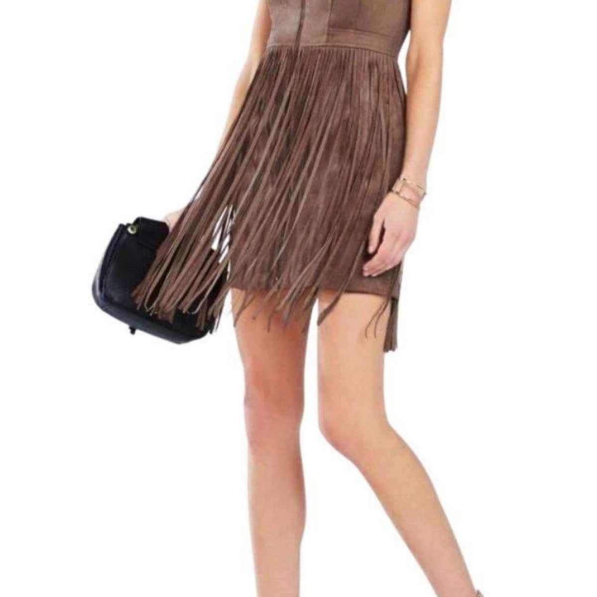 BCBGMAXAZRIA Hamin Fringe Faux Suede Vest Dress – Runway Catalog