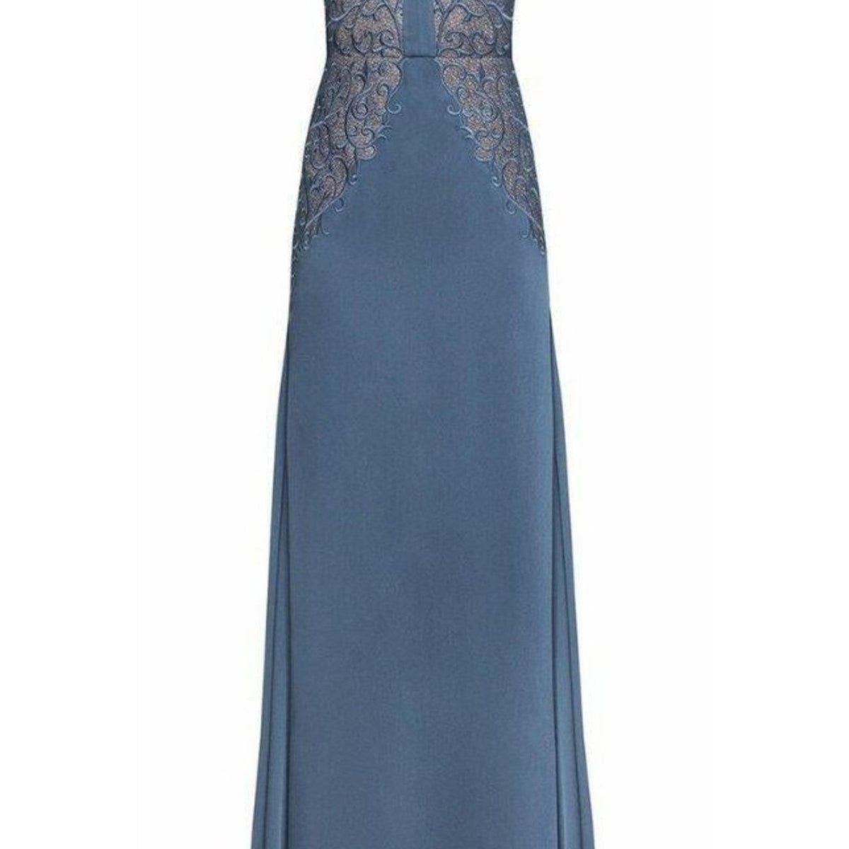 BCBGMAXAZRIA Lace Embroidered Satin Gown