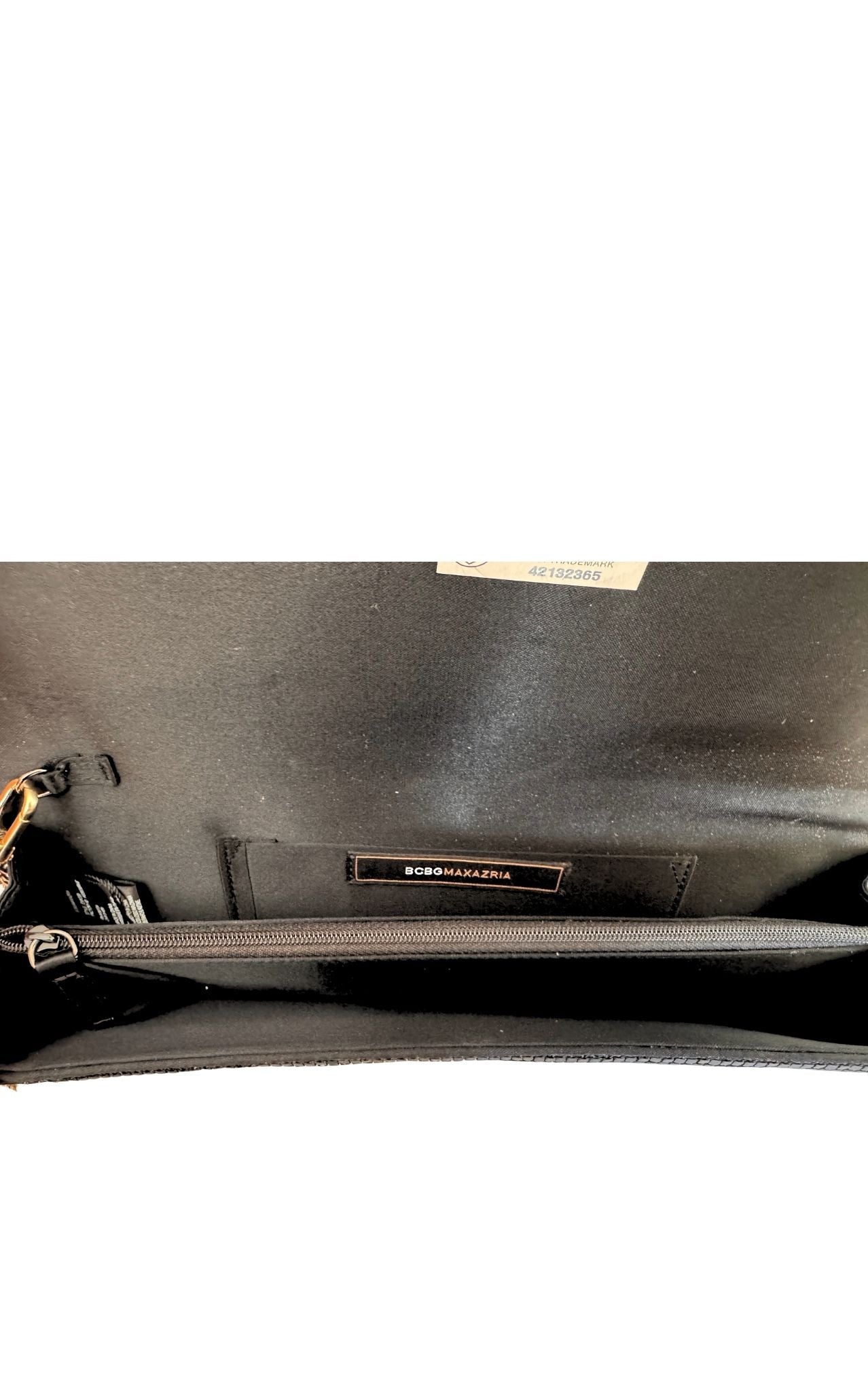 BCBG Maxazria black metal mesh quilted chain clutch bag