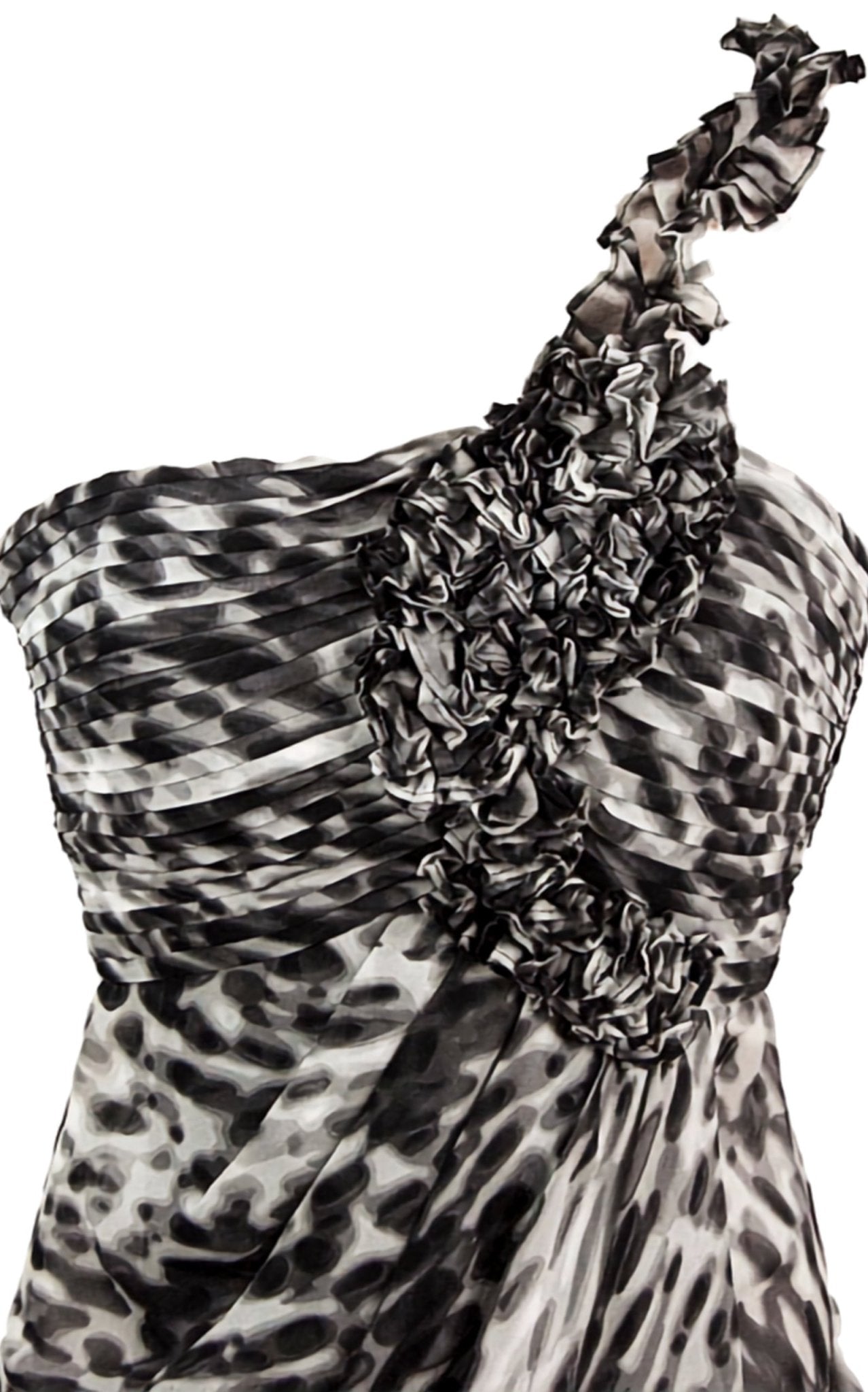 BCBGMAXAZRIA One shoulder Animal Print Silk Dress - Runway Catalog