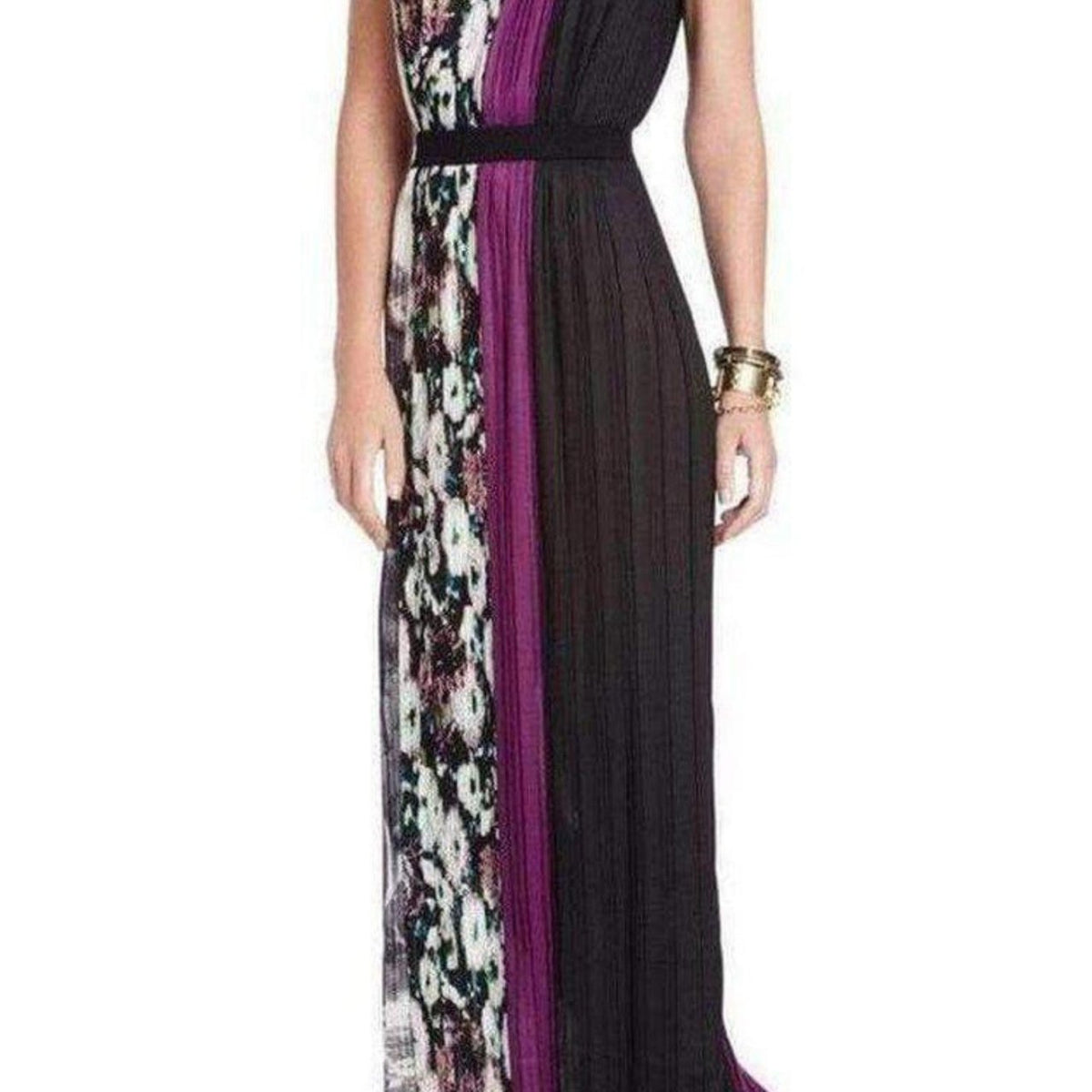 BCBGMAXAZRIA Purple Cerise Pleated Color Block Dress – Runway Catalog