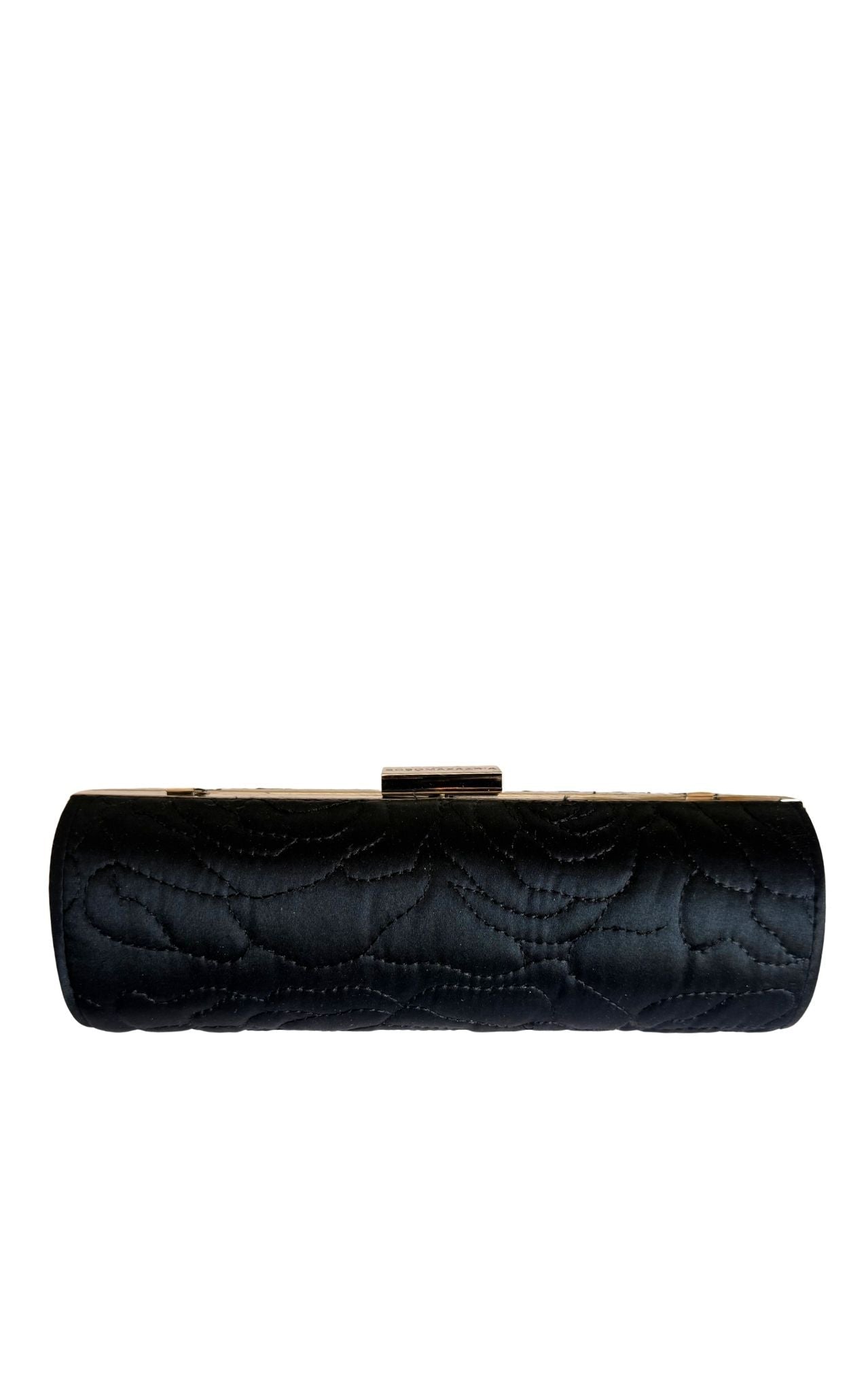 BCBG Max Azria black quilted satin cylinder