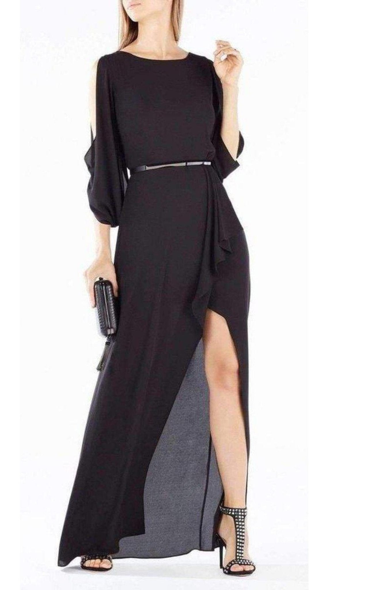 BCBGMAXAZRIA Rayah Sequin Embroidered Draped Gown - Runway Catalog