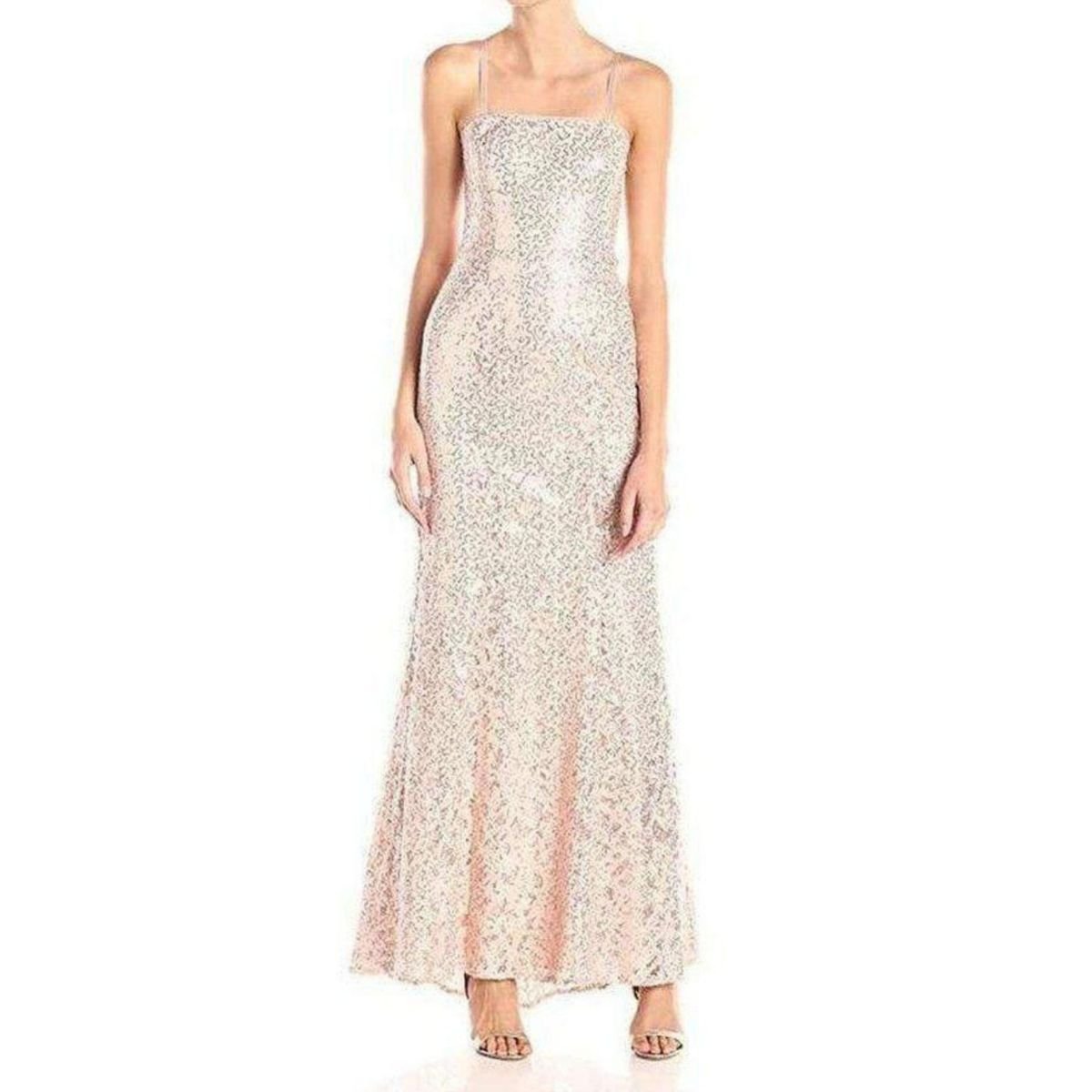BCBGMAXAZRIA Strapless Chiffon Sequined Cutout Evening Dress - Runway Catalog