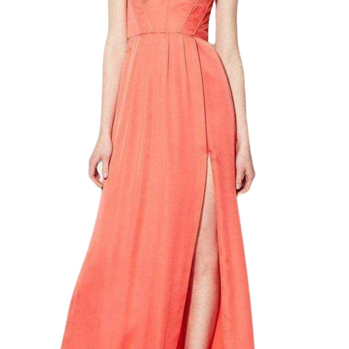 bcbg orange strapless dress BCBG Dress S Bright Orange Silk Charmeuse Draped Strapless Mini Shift