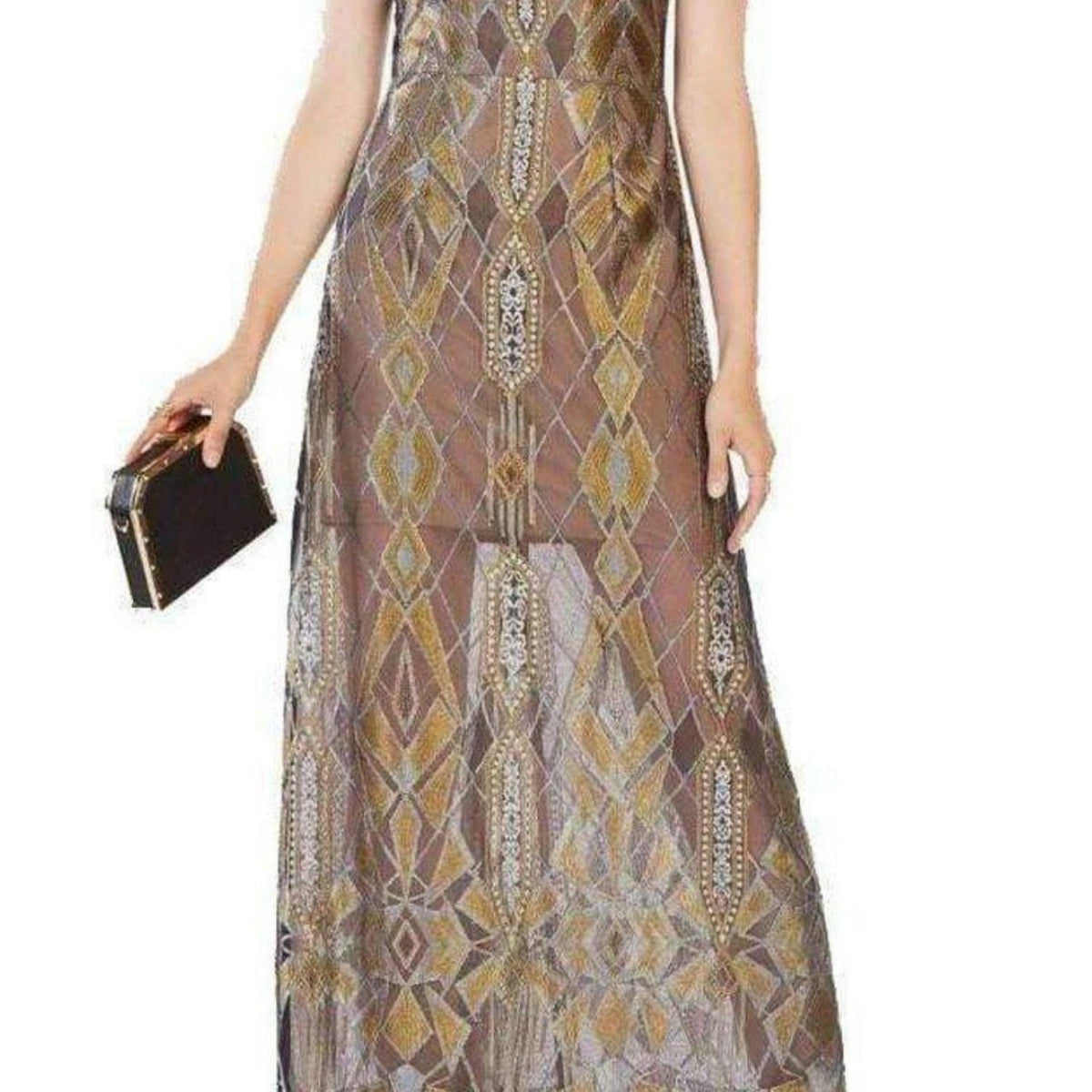BCBGMAXAZRIA Taliah Metallic Geometric Lace Gown – Runway Catalog