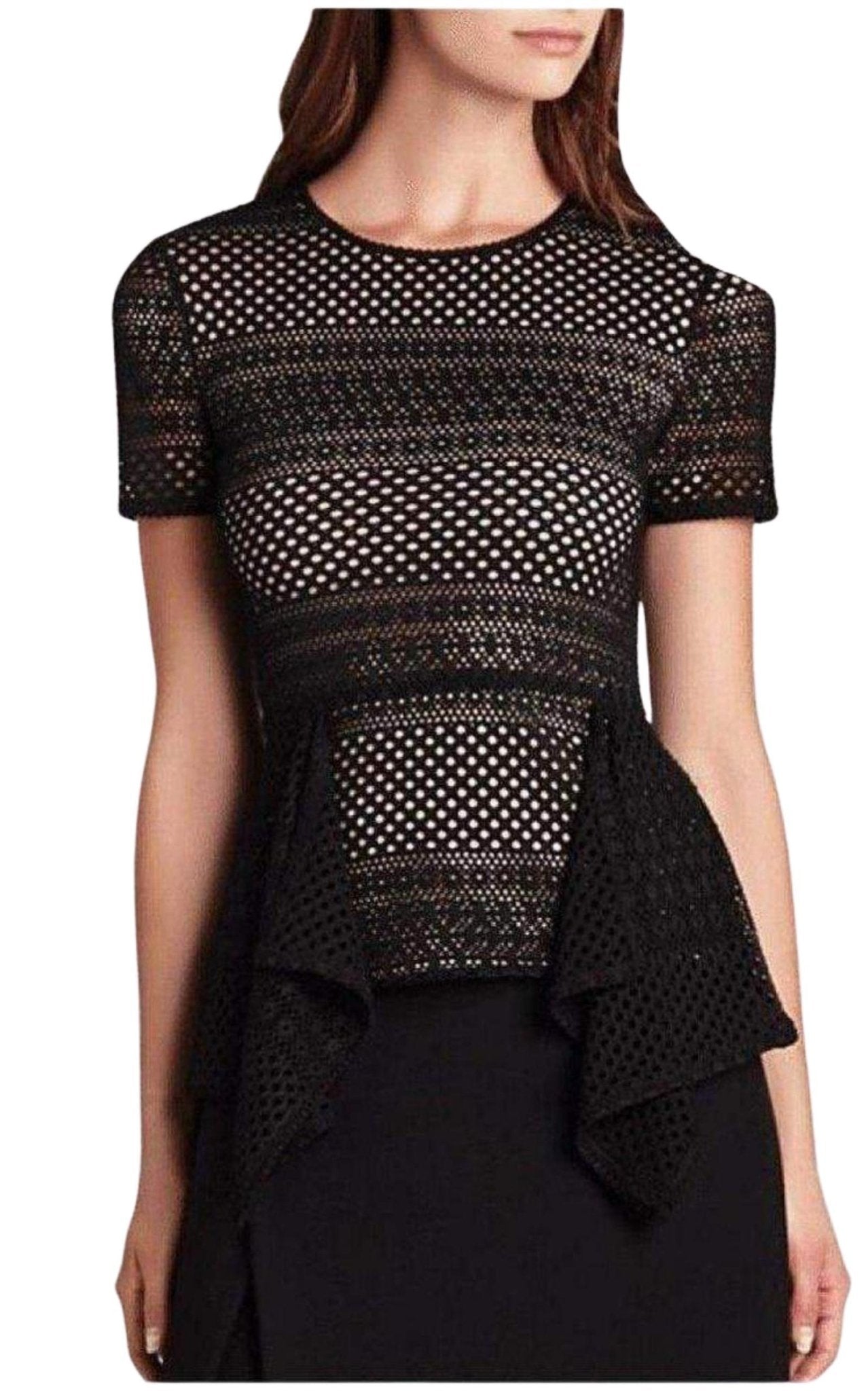 BCBGMAXAZRIA Vicktoria Mixed - Knit Peplum Top - Runway Catalog