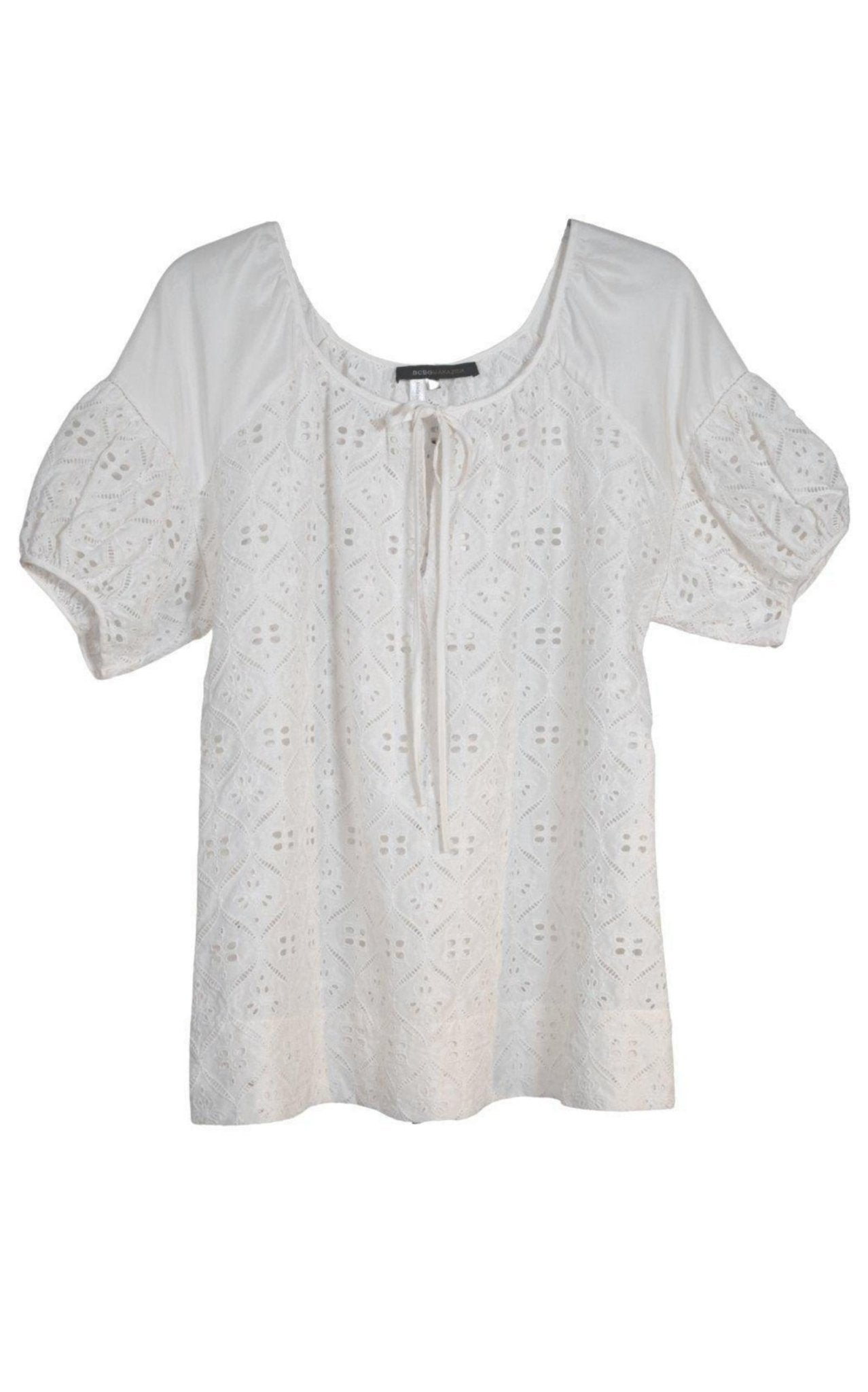 BCBGMAXAZRIA White Cotton Eyelet Top - Runway Catalog