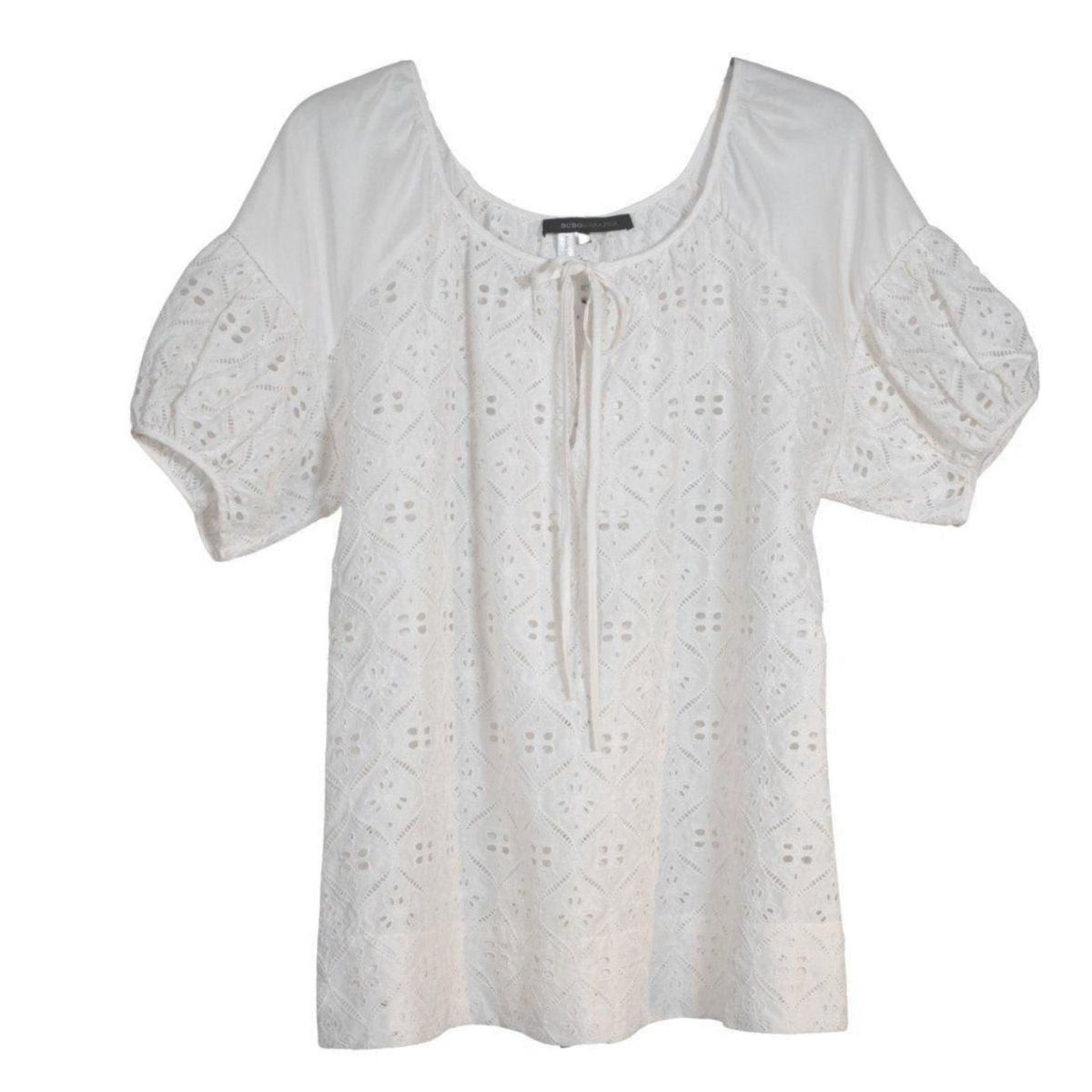 BCBGMAXAZRIA White Cotton Eyelet Top - Runway Catalog