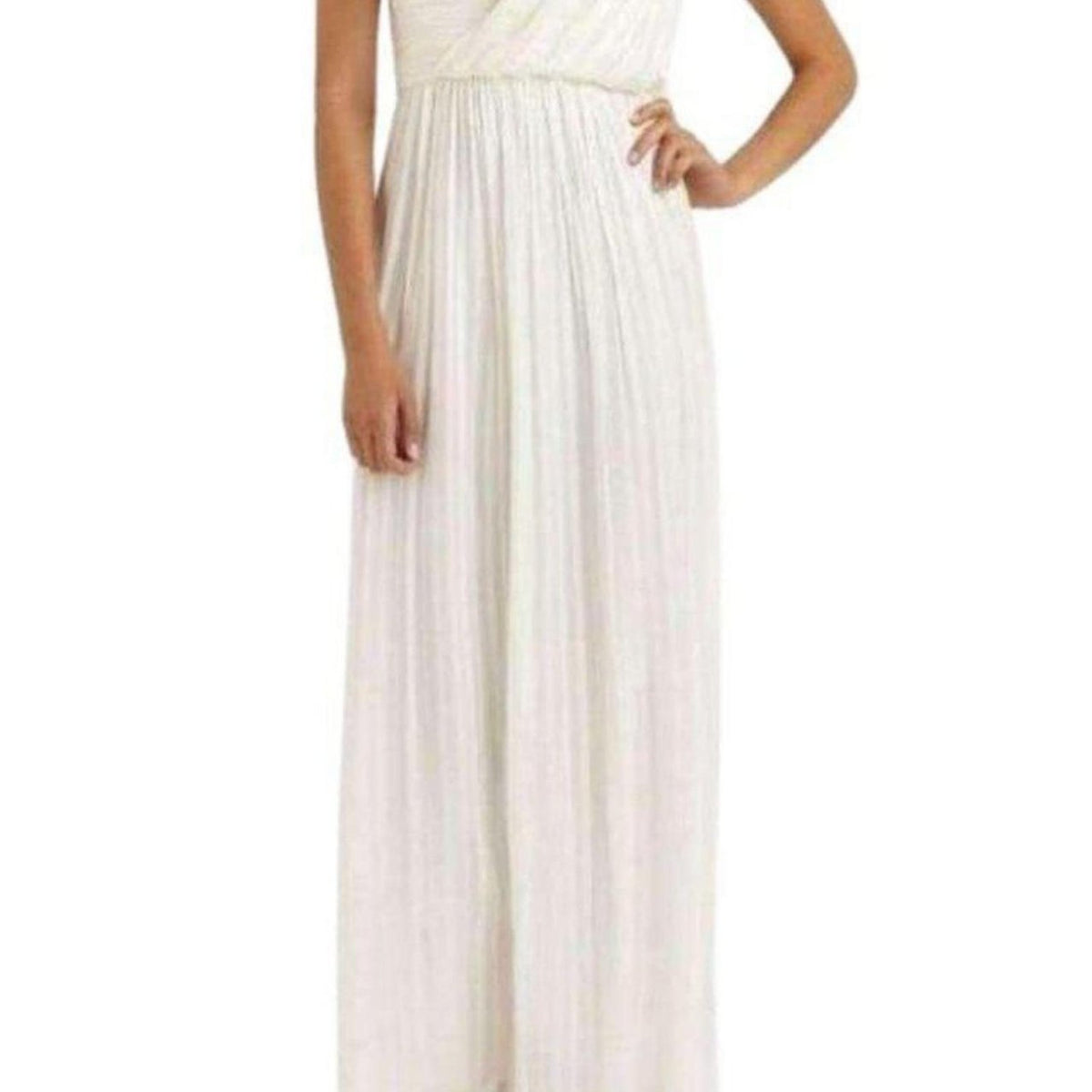 BCBGMAXAZRIA White One Shoulder Shadow Silk Dress BCBGMAXAZRIA White One Shoulder Shadow Silk Dress