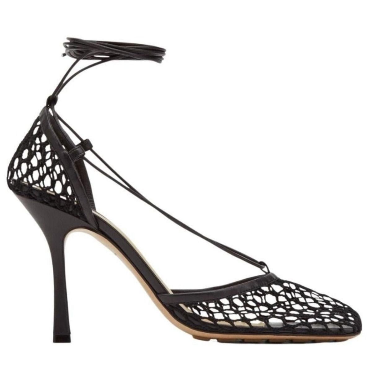 Bottega Veneta Fishnet Mesh Leather Sandal - Runway Catalog