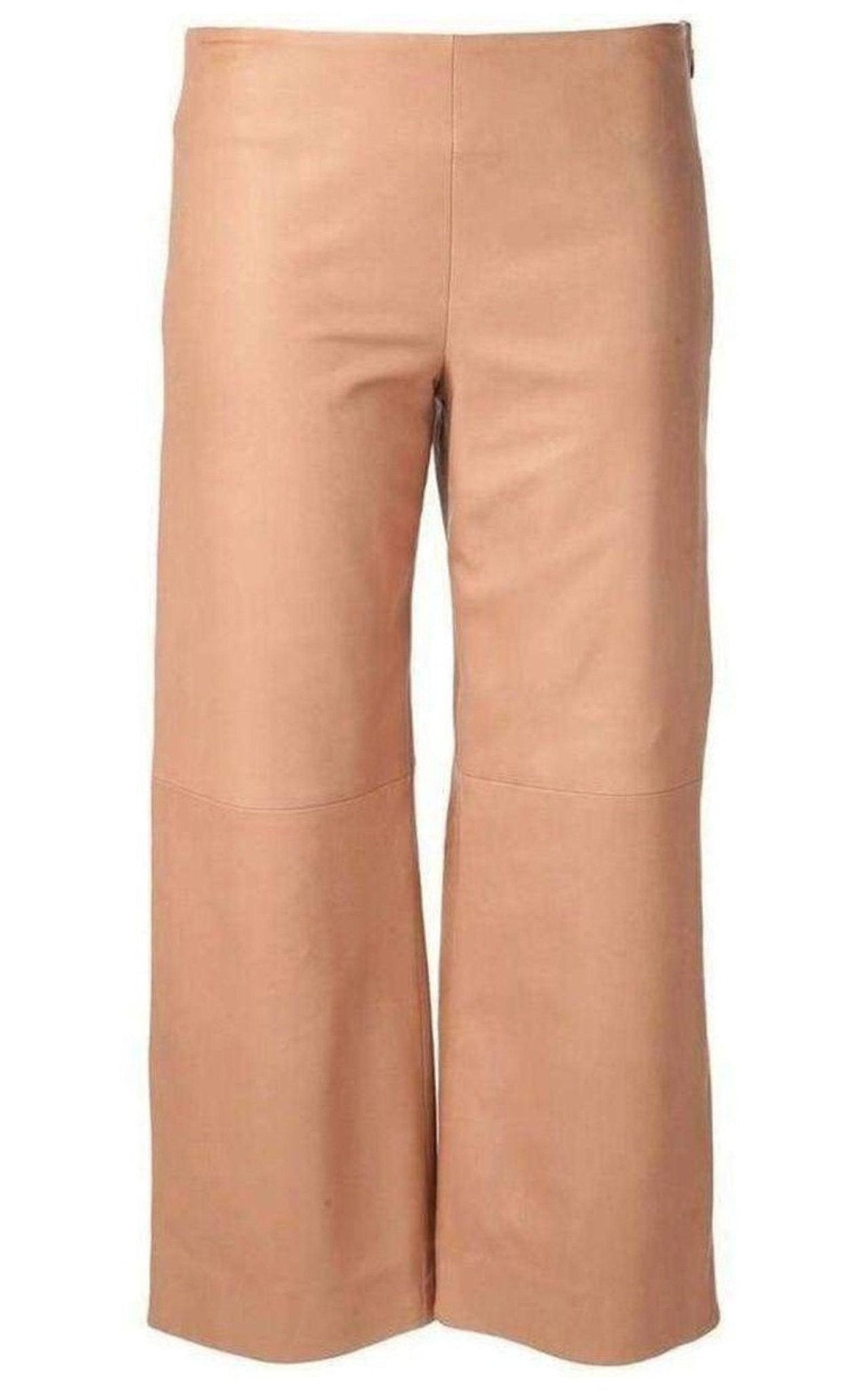 Chloe Beige Leather Cropped Pants - Runway Catalog