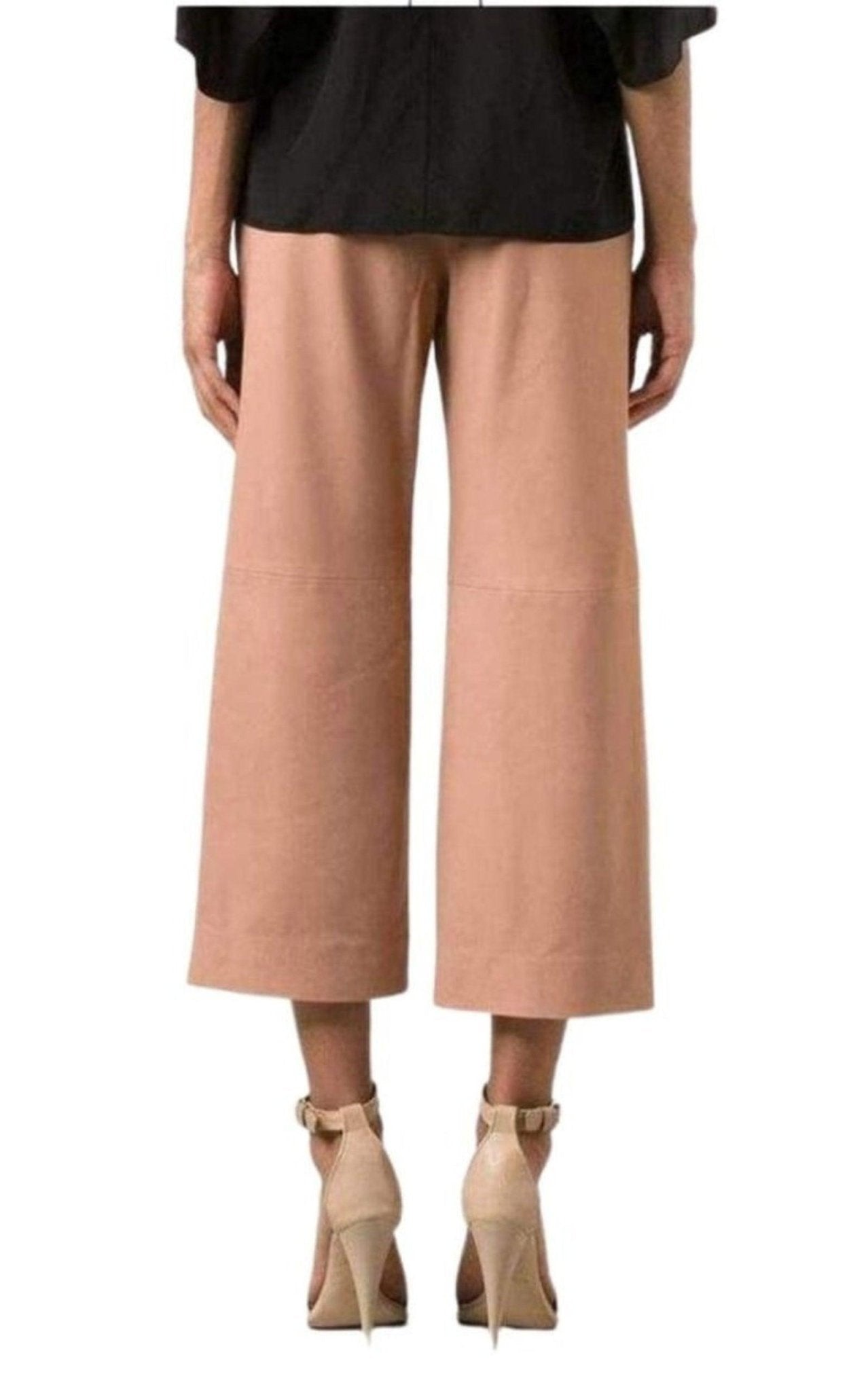 Chloe Beige Leather Cropped Pants - Runway Catalog