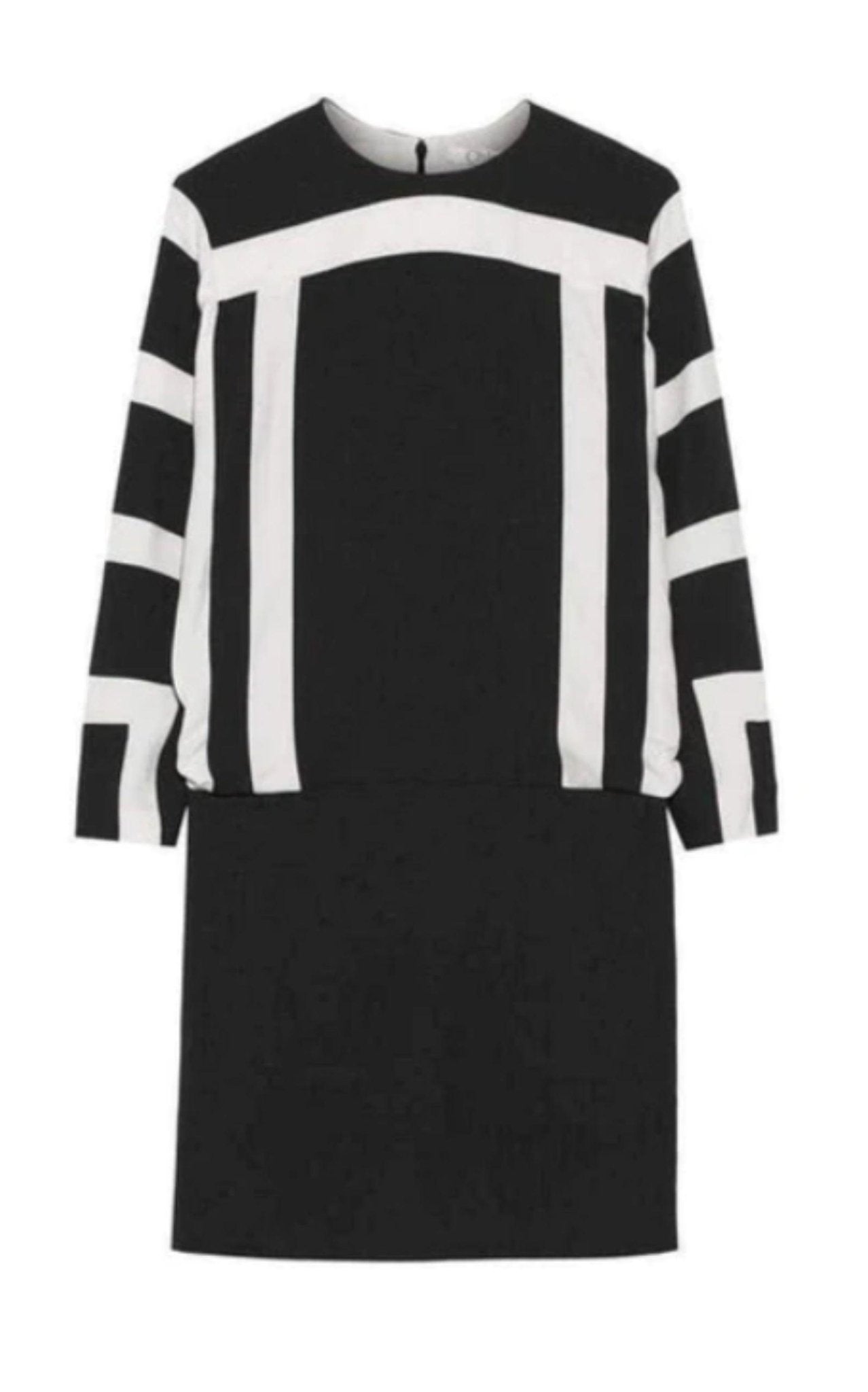 Chloe Black and White Monochrome Crepe Shift Dress - Runway Catalog