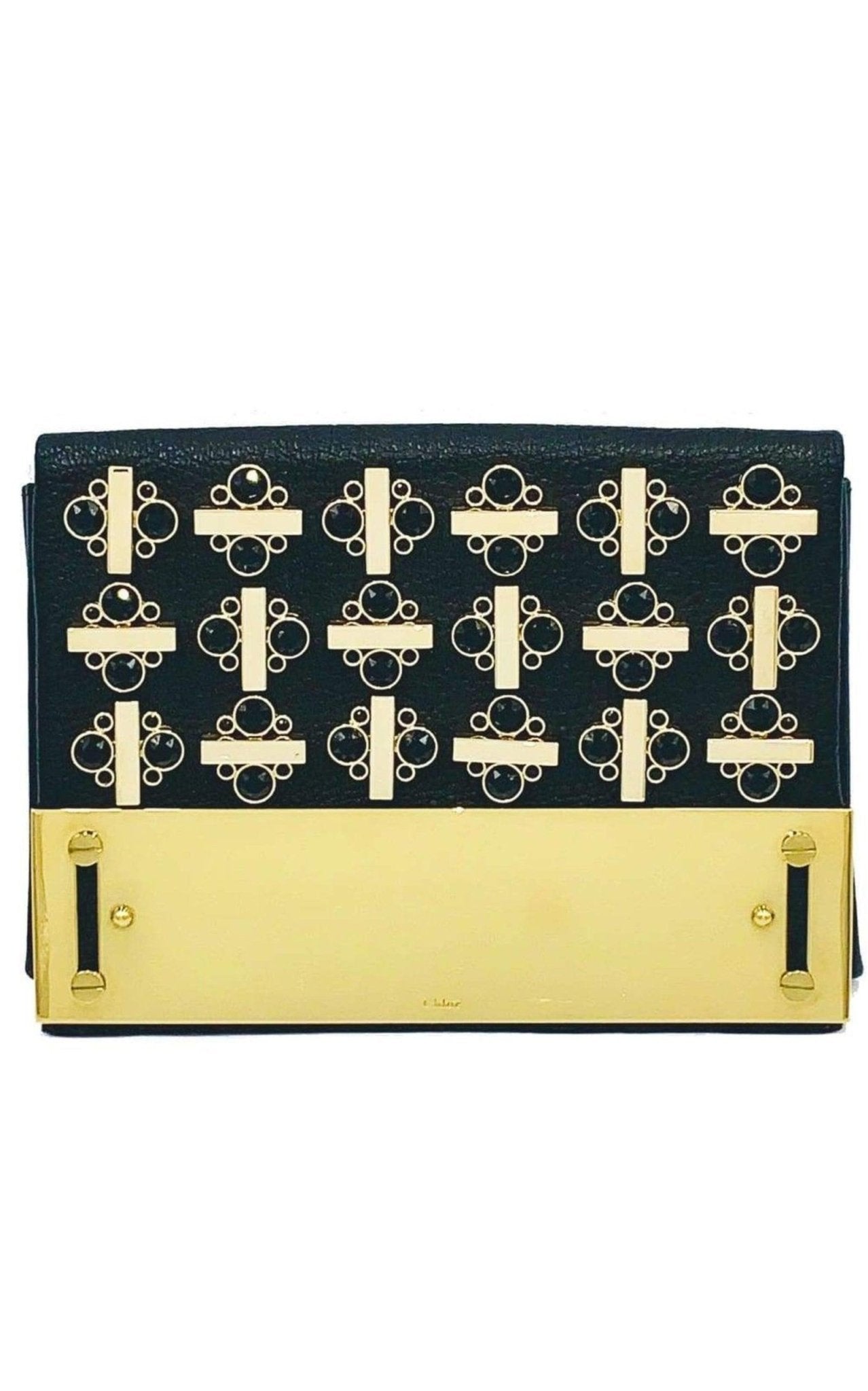 Chloe Black Leather Swarovski Crystal Clutch - Runway Catalog