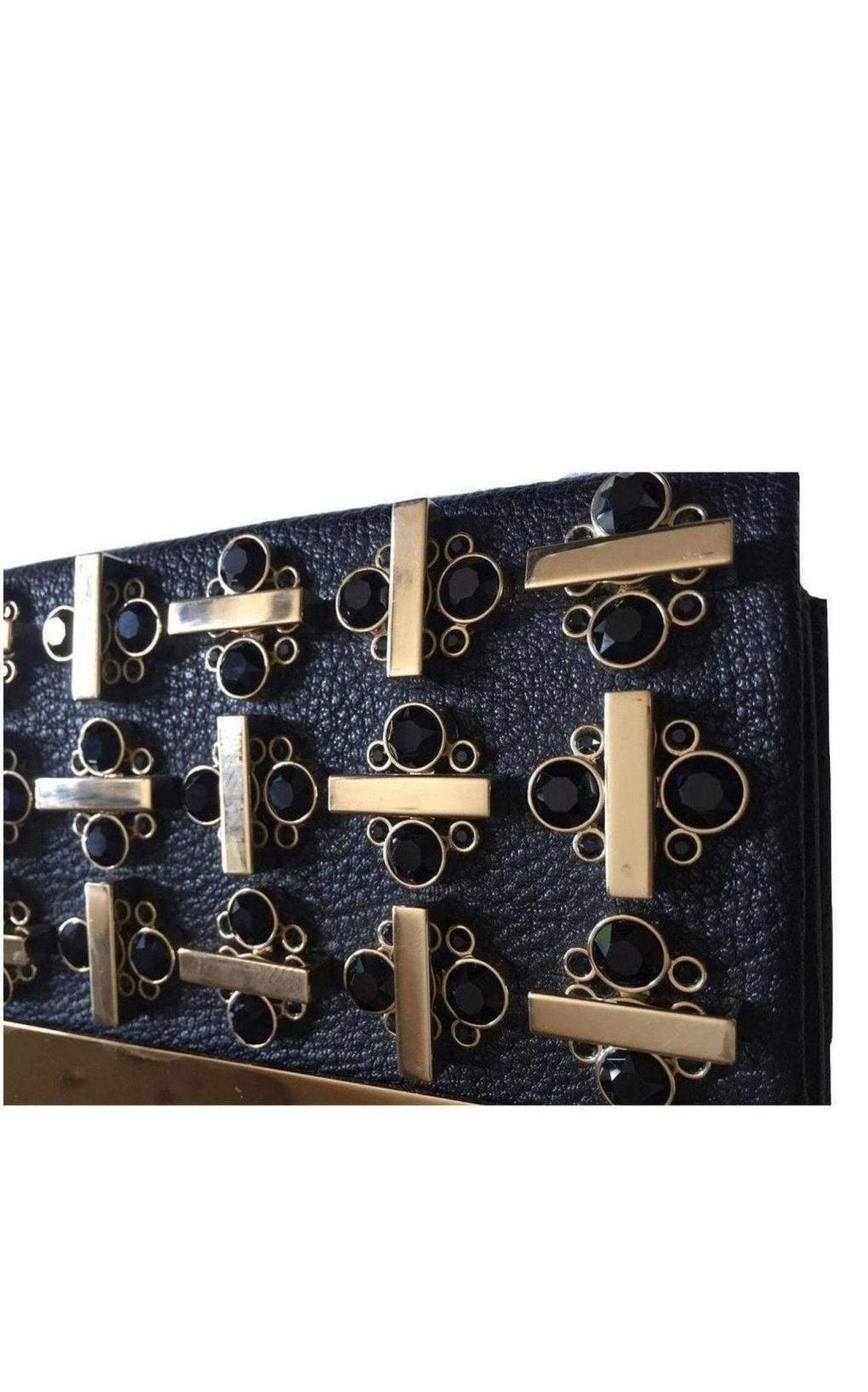 Chloe Black Leather Swarovski Crystal Clutch - Runway Catalog