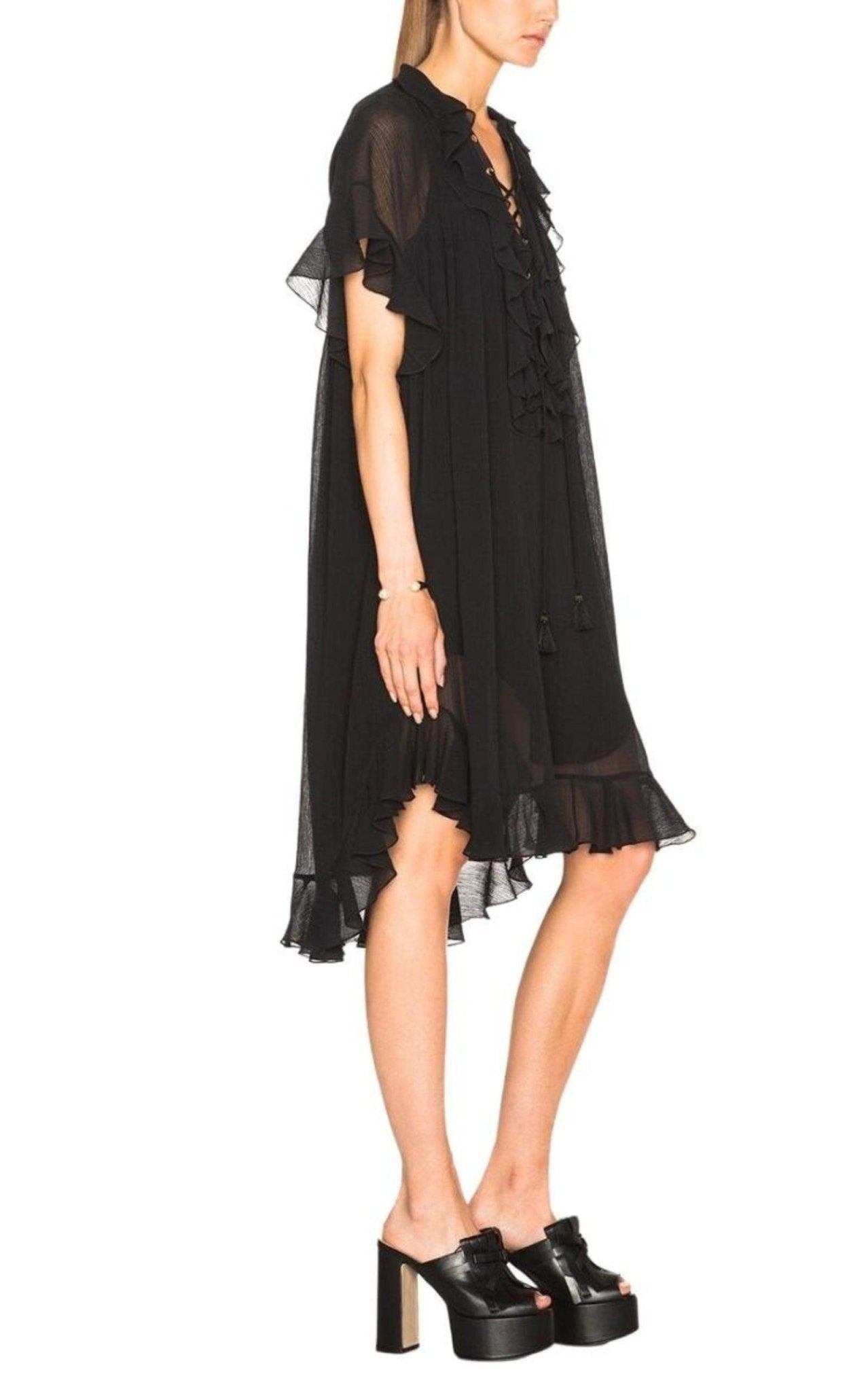 Chloe Cotton Crepon Gauze Ruffle Dress - Runway Catalog