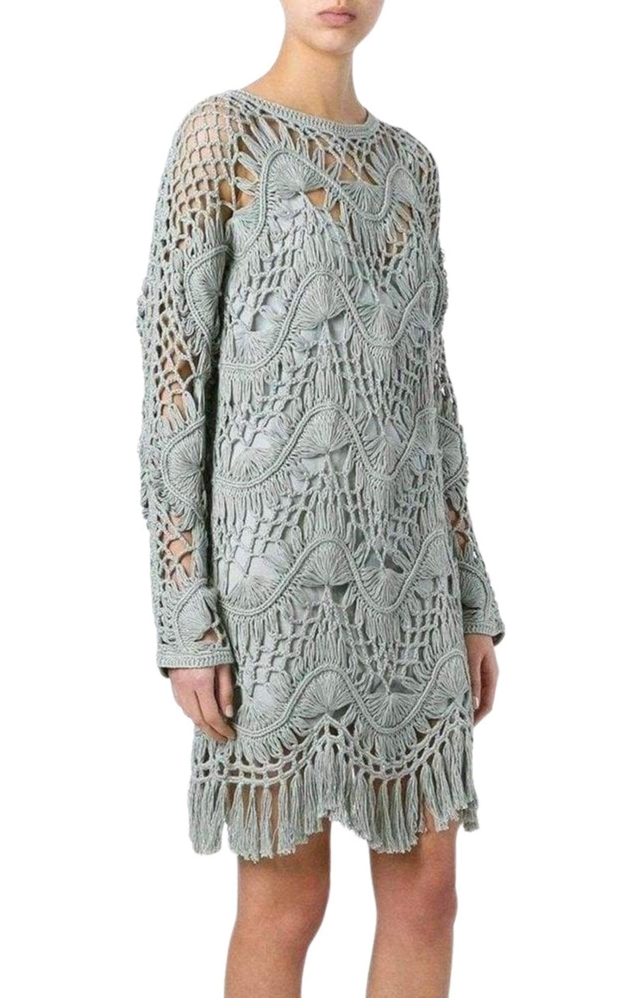 Chloe Fringed Macrame Dress - Runway Catalog