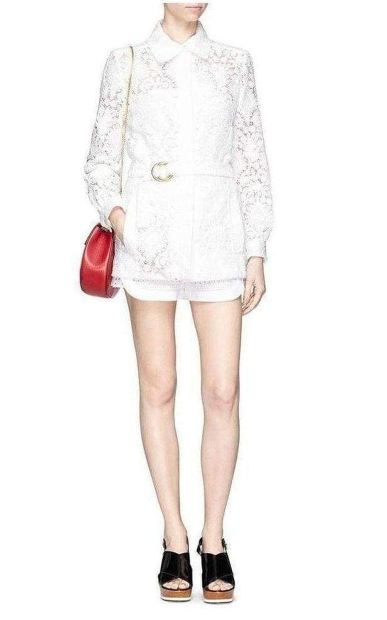 Chloe Guipure Embroidery Lace Shirt Coat - Runway Catalog