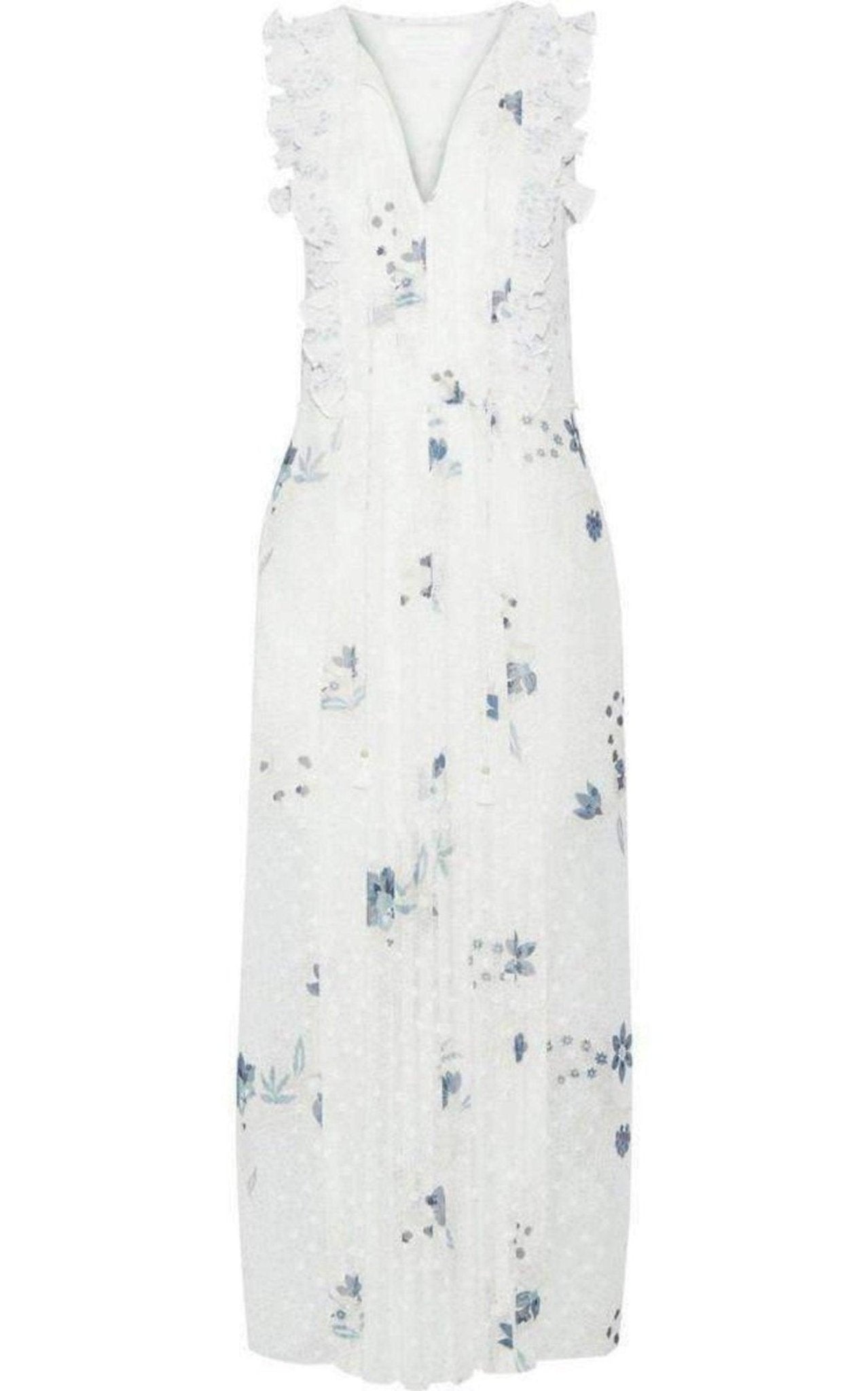 Chloe Ruffle Trimmed Printed Fil Coupe Maxi Dress - Runway Catalog