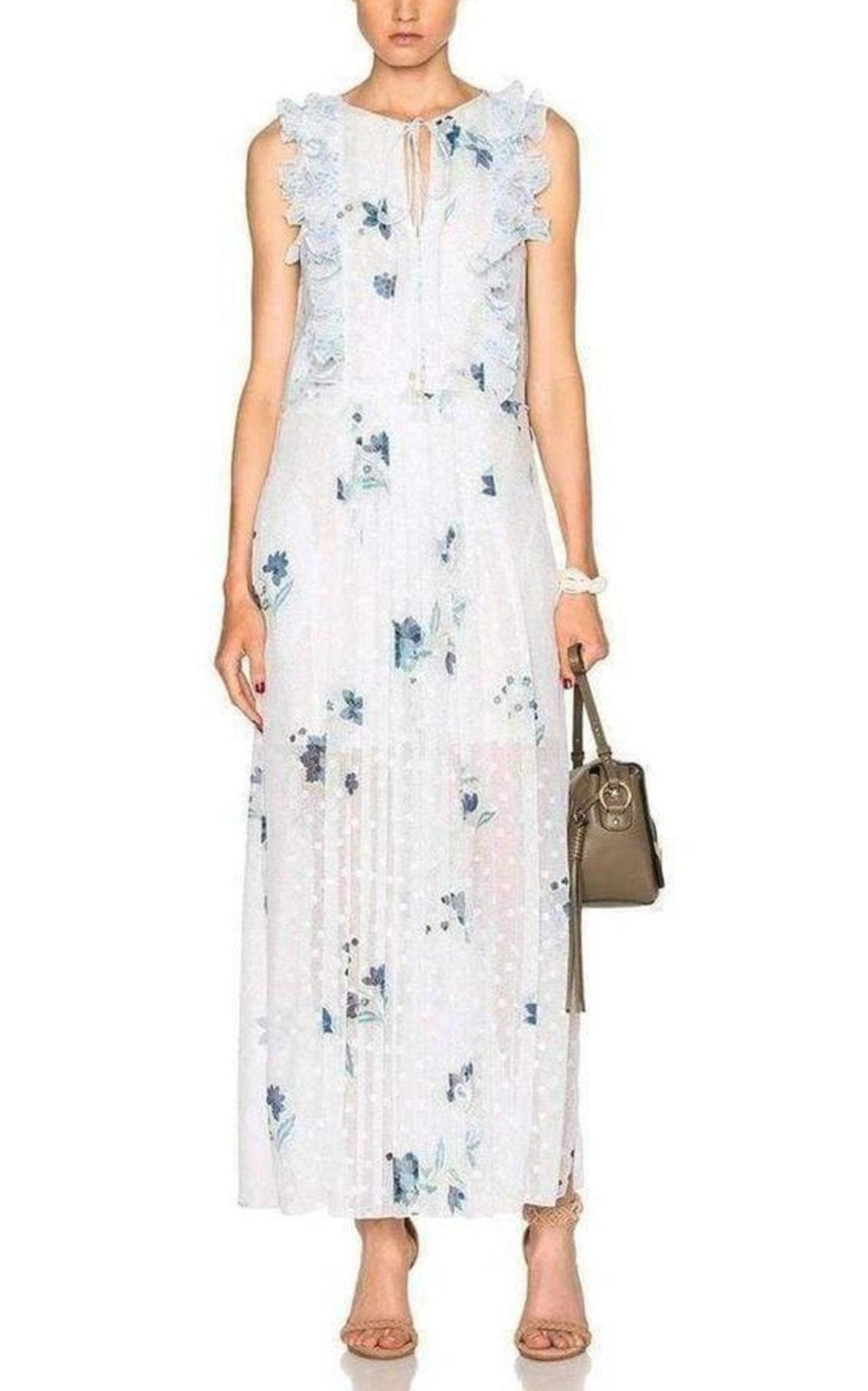 Chloe Ruffle Trimmed Printed Fil Coupe Maxi Dress - Runway Catalog