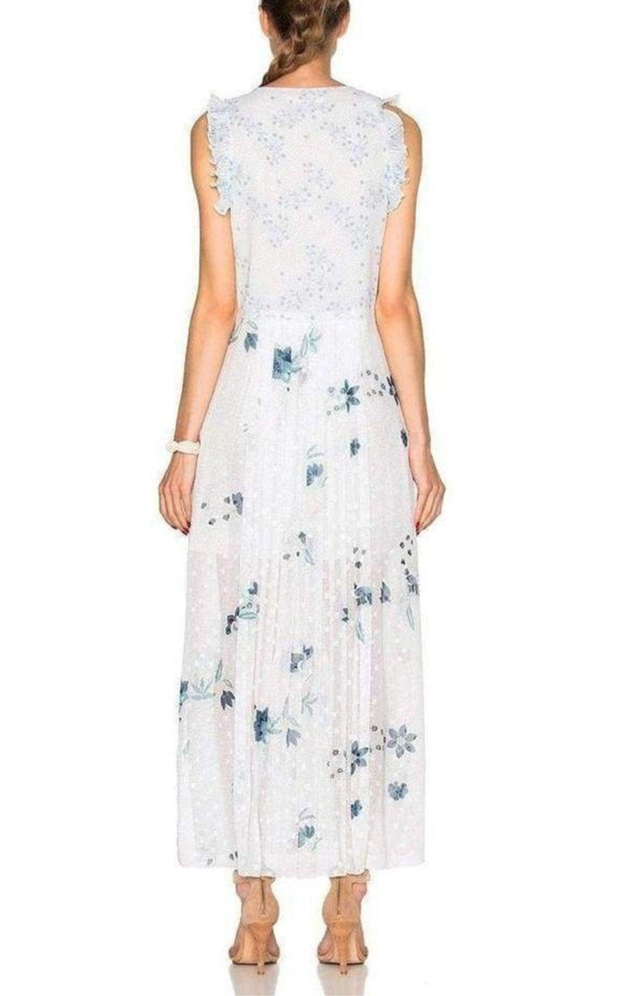 Chloe Ruffle Trimmed Printed Fil Coupe Maxi Dress - Runway Catalog