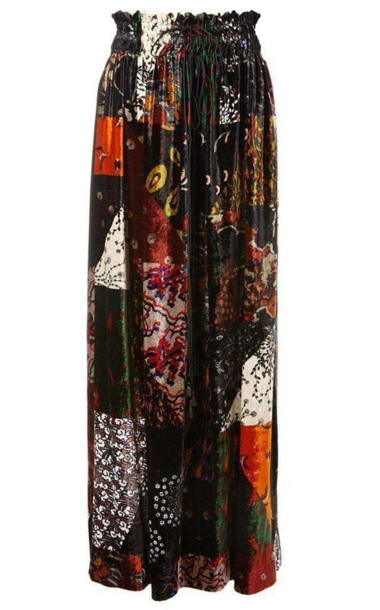 Chloe Velvet Patchwork Silk Blend Maxi Skirt - Runway Catalog