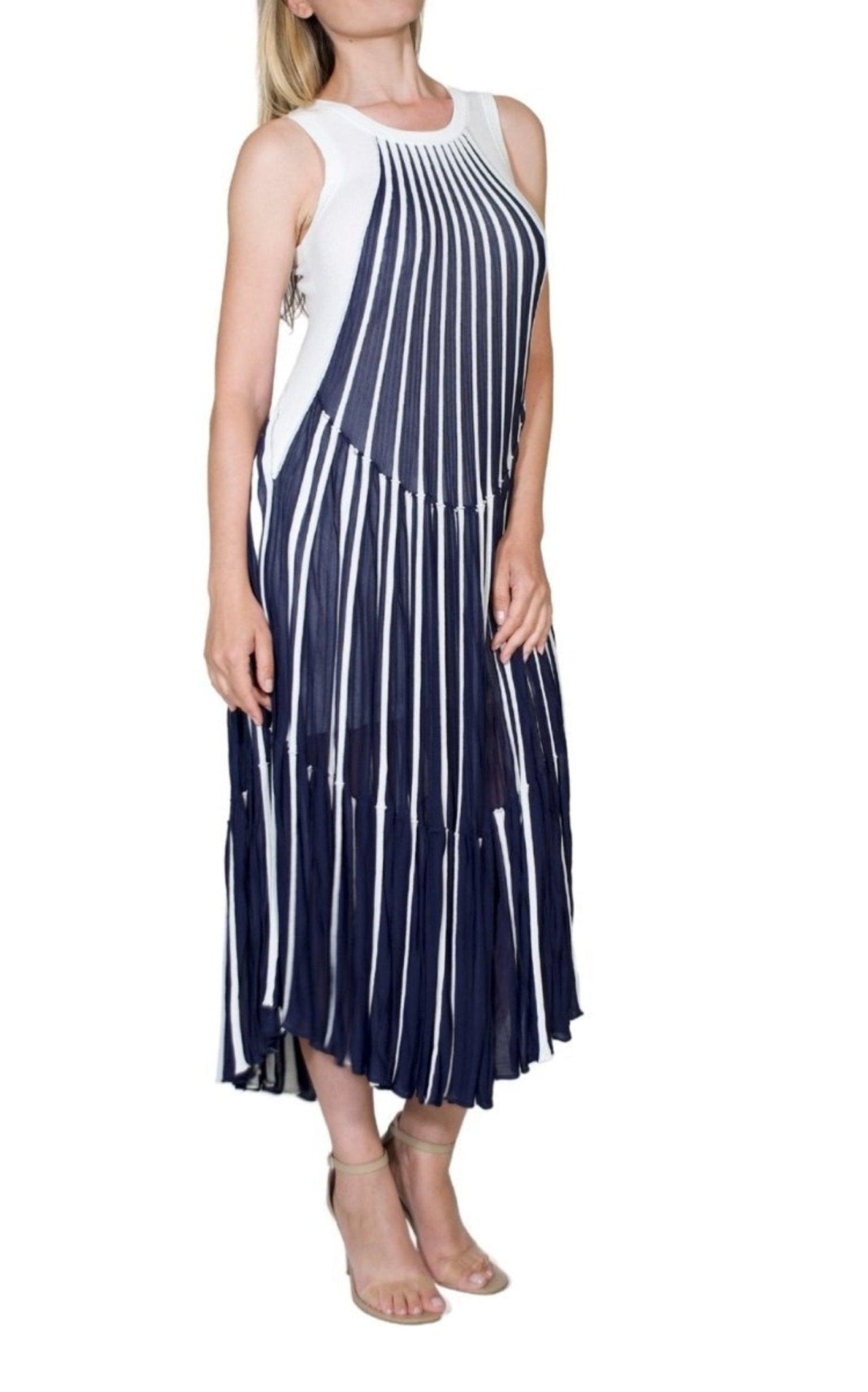 Chloe Vertical Stripe Midi Dress - Runway Catalog