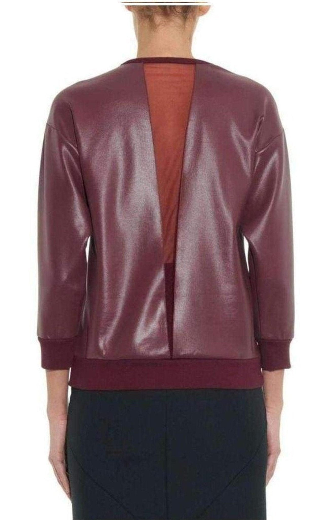 Christopher Kane V - neck Mesh Insert Coated Sweatshirt - Runway Catalog