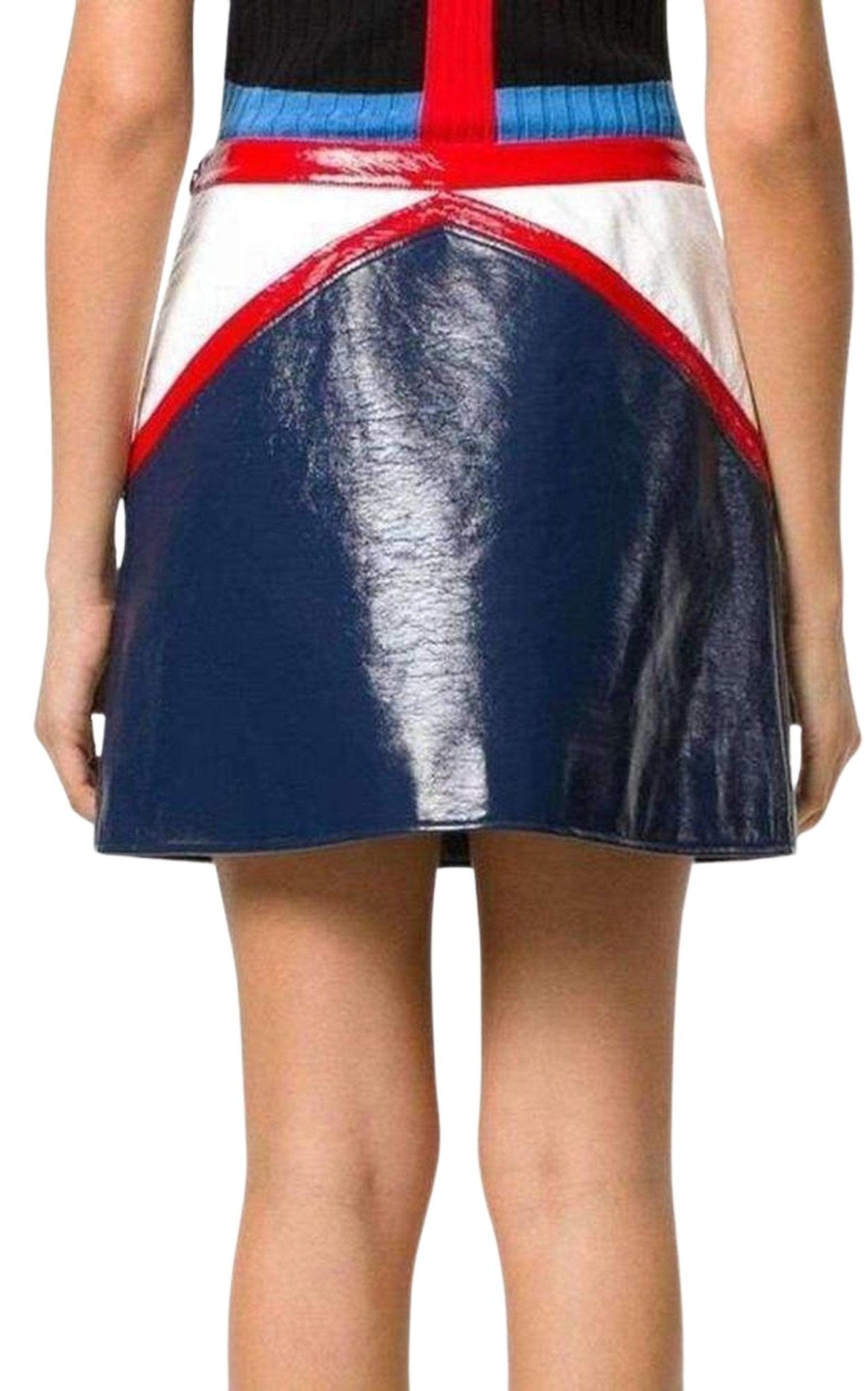 Courreges Blue and White Vinyl Mini Skirt - Runway Catalog