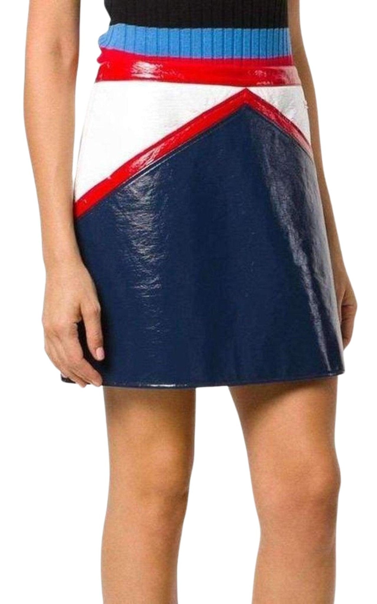 Courreges Blue and White Vinyl Mini Skirt - Runway Catalog