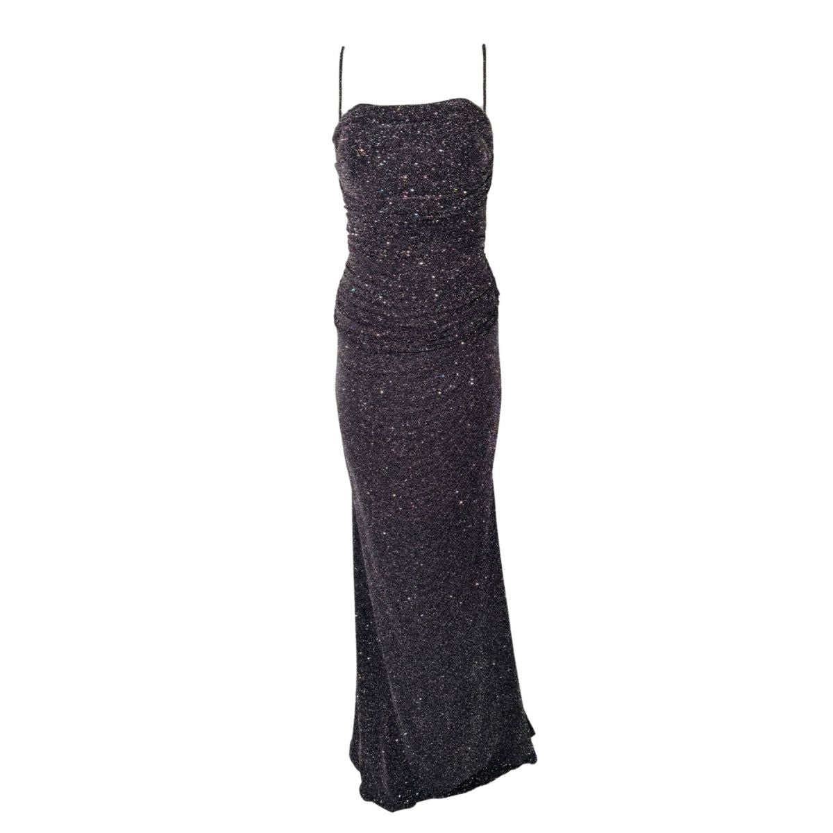Cult Moda Criss Cross Open Back Black Shimmer Prom Dress - Runway Catalog