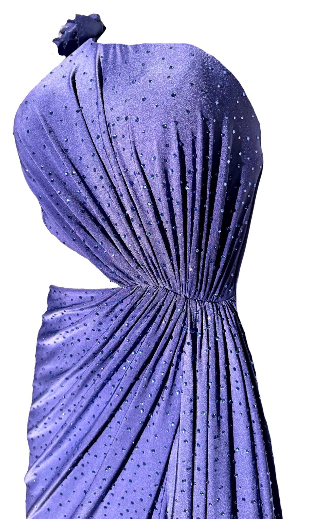 Cult Moda Crystal Embellished Cutout Blue Cocktail Dress - Runway Catalog